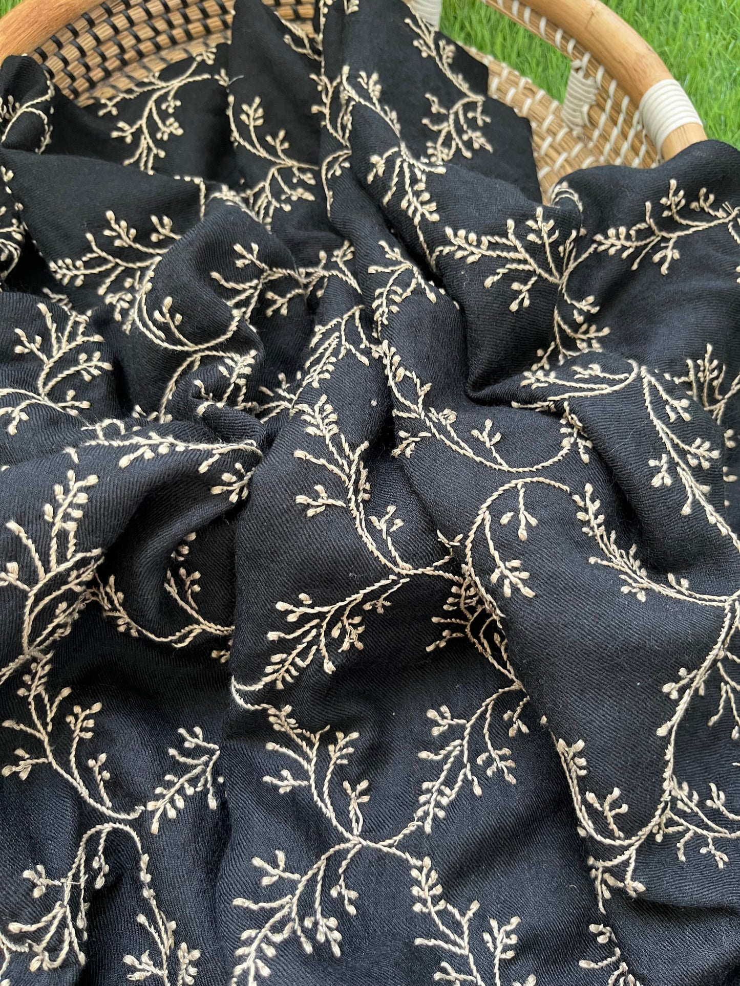 Pure wool chikankari shawl