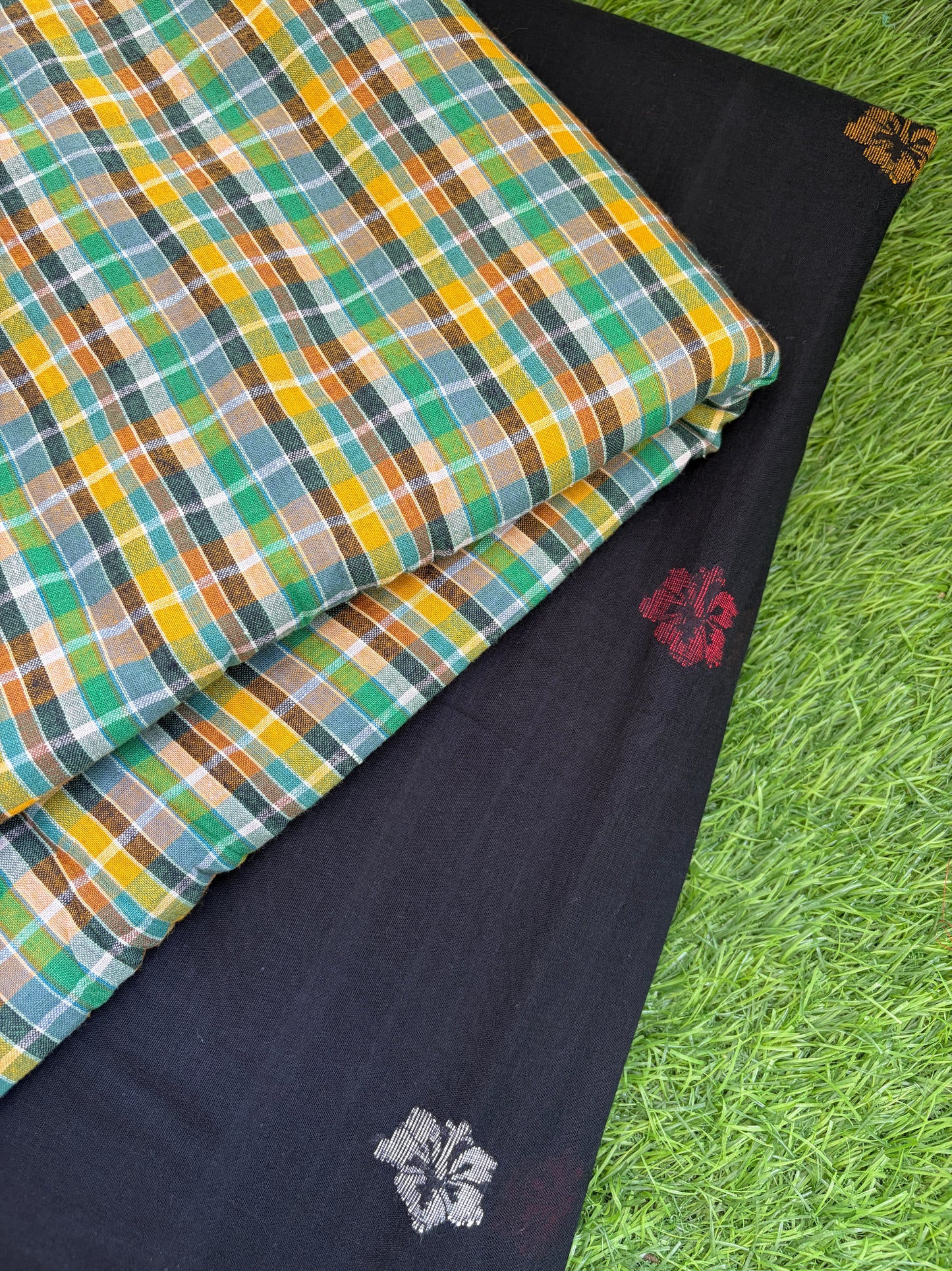 JAamdani khadi kurta check Bottom