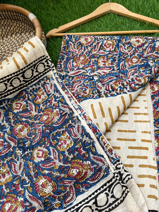 Cotton Kalamkari block print kurta bottom Dupatta