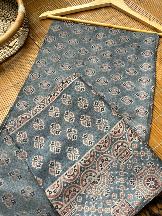 Tussar silk Ajrakh Kurta and dupatta