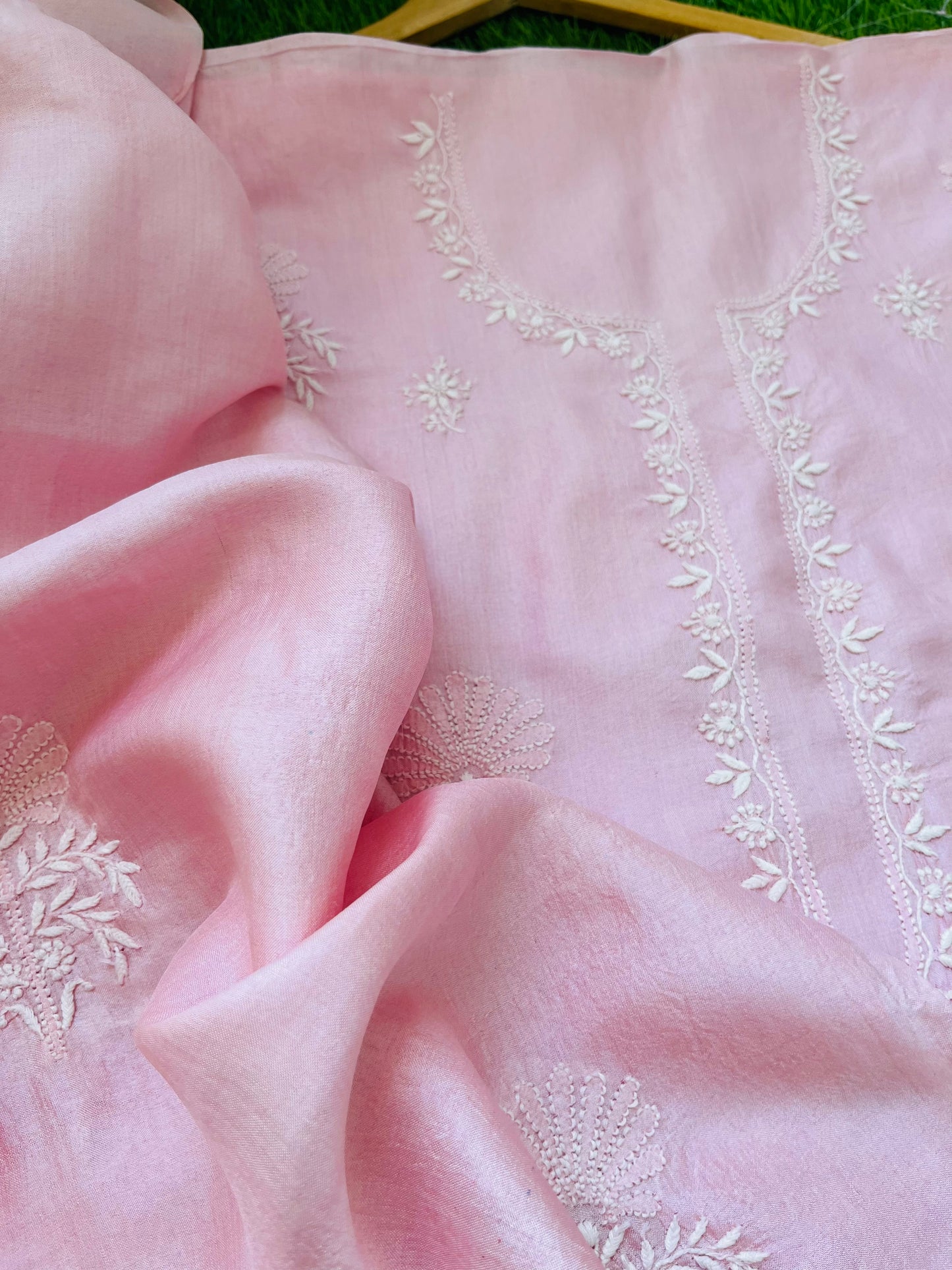 Tussar Silk Chikankari kurta Dupatta