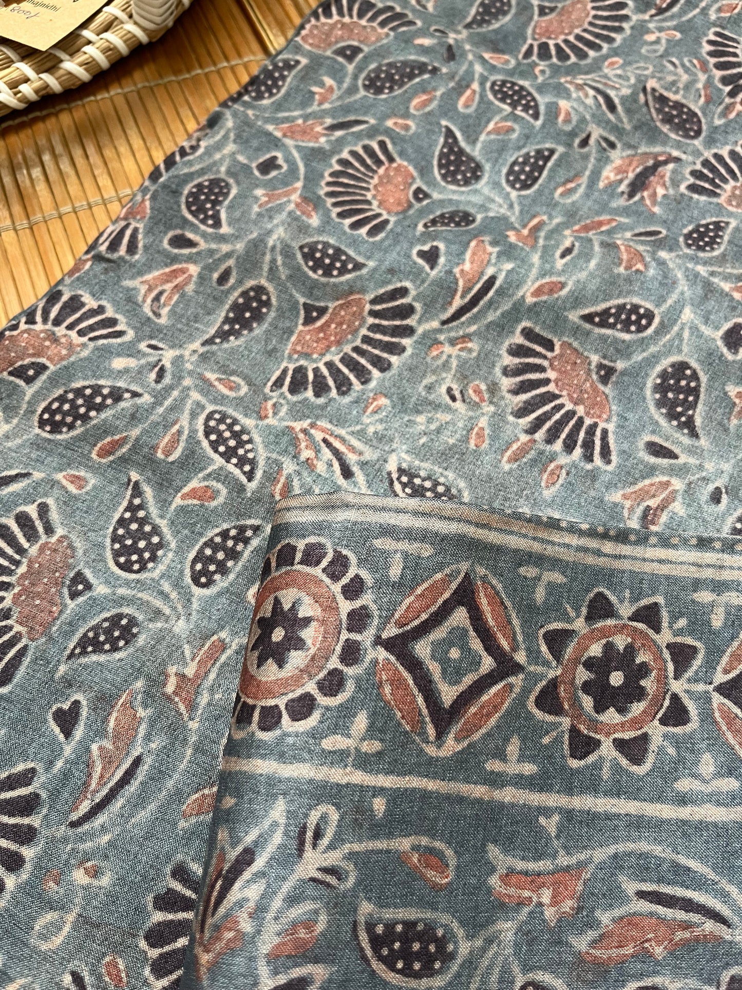 Tussar silk Ajrakh Kurta and dupatta