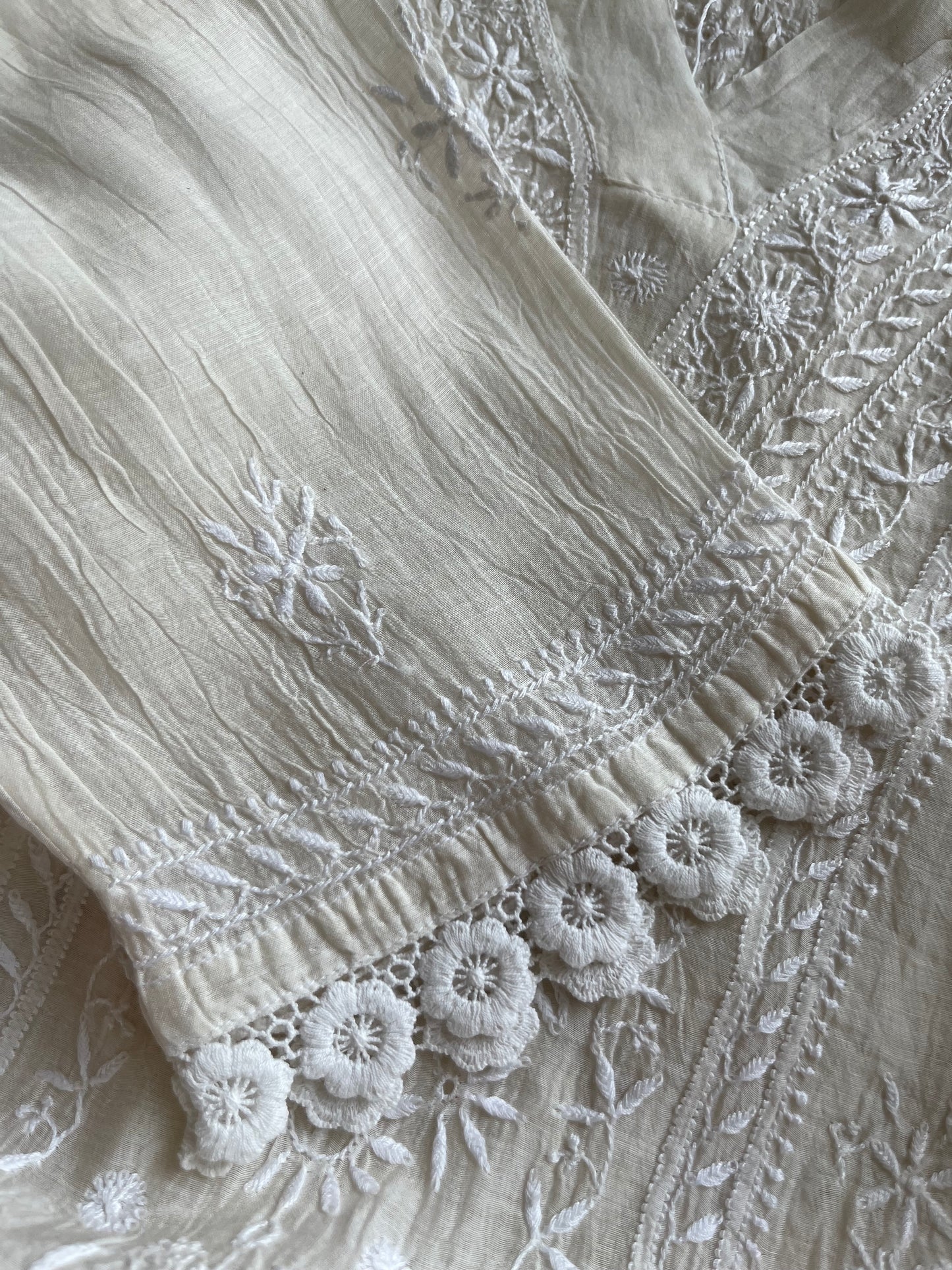 Chanderi chikan shirt and a-bottom