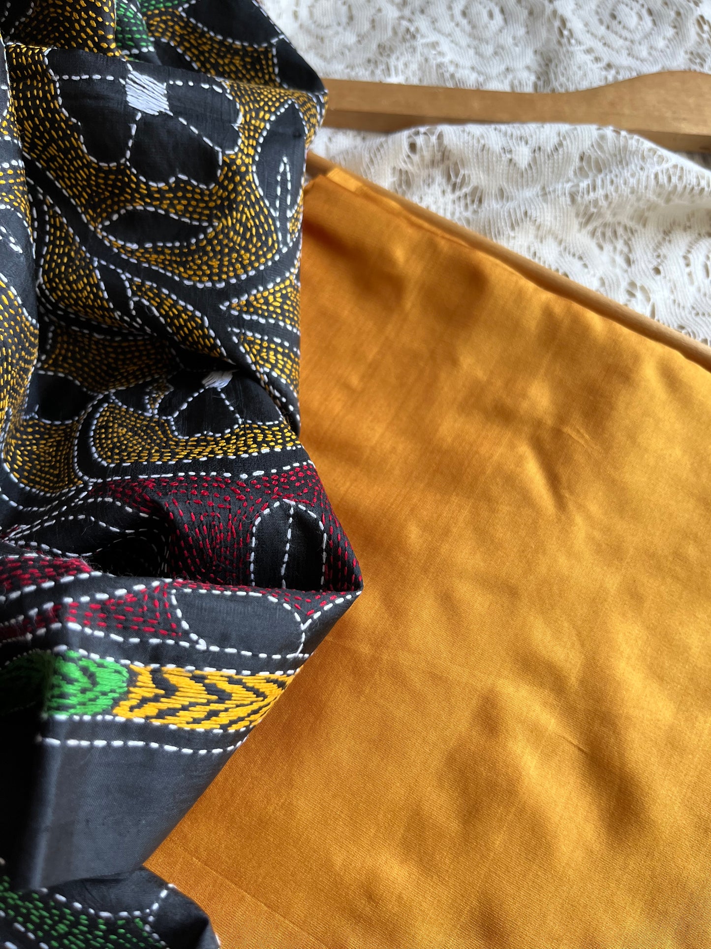 Silk Kantha Dupatta kurta bottom fabric