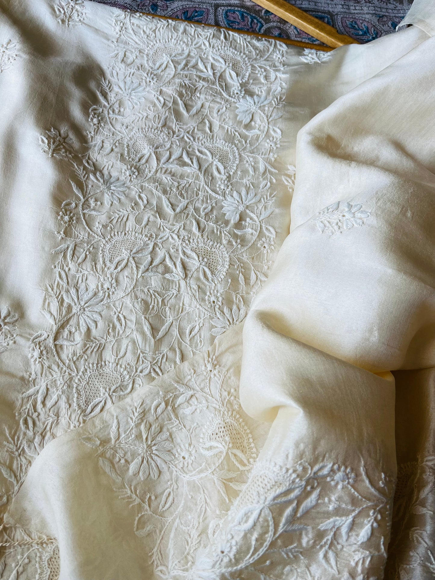 Tussar Silk Chikankari kurta Dupatta