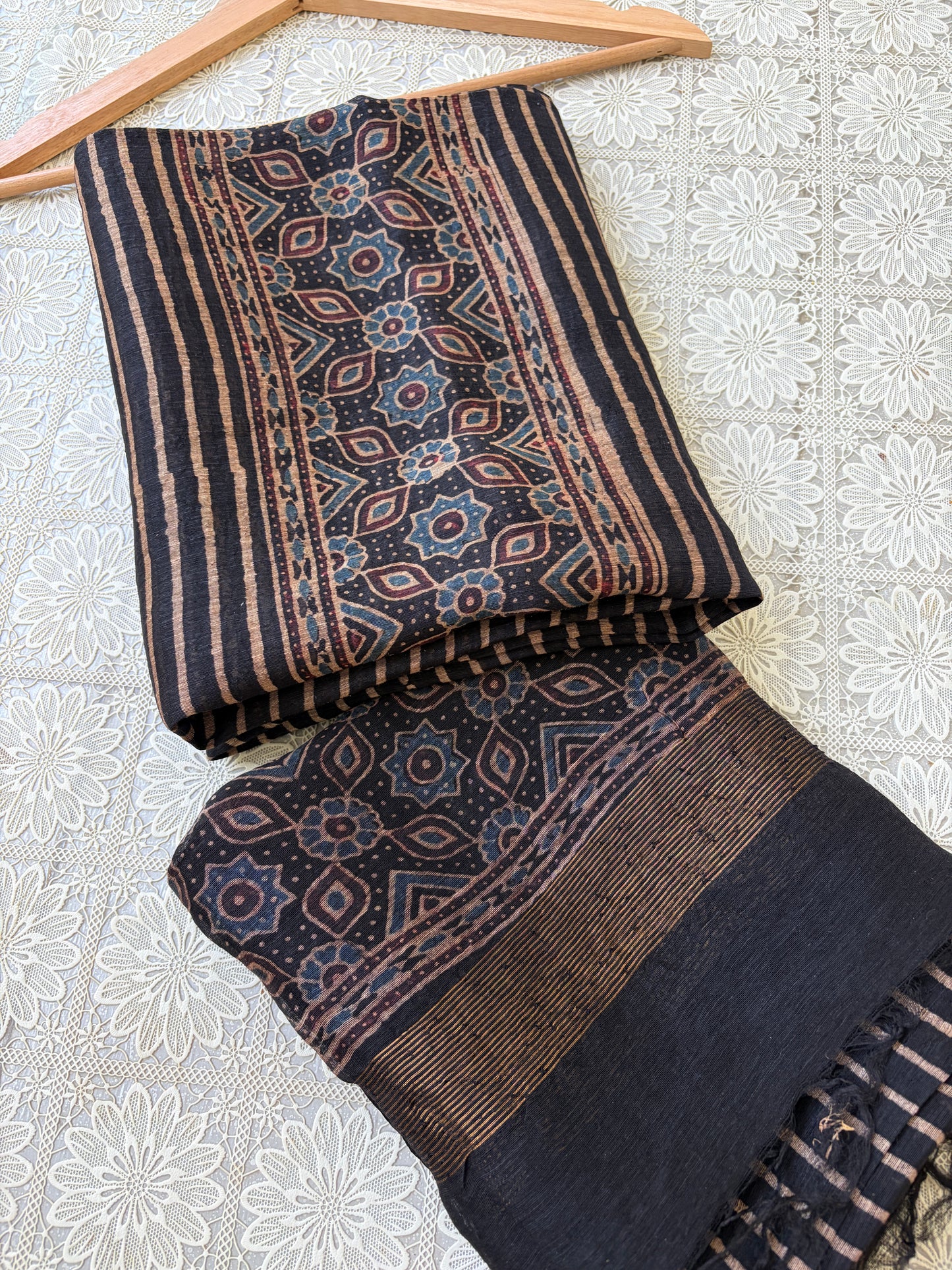 Linen Ajrakh Kurta and dupatta