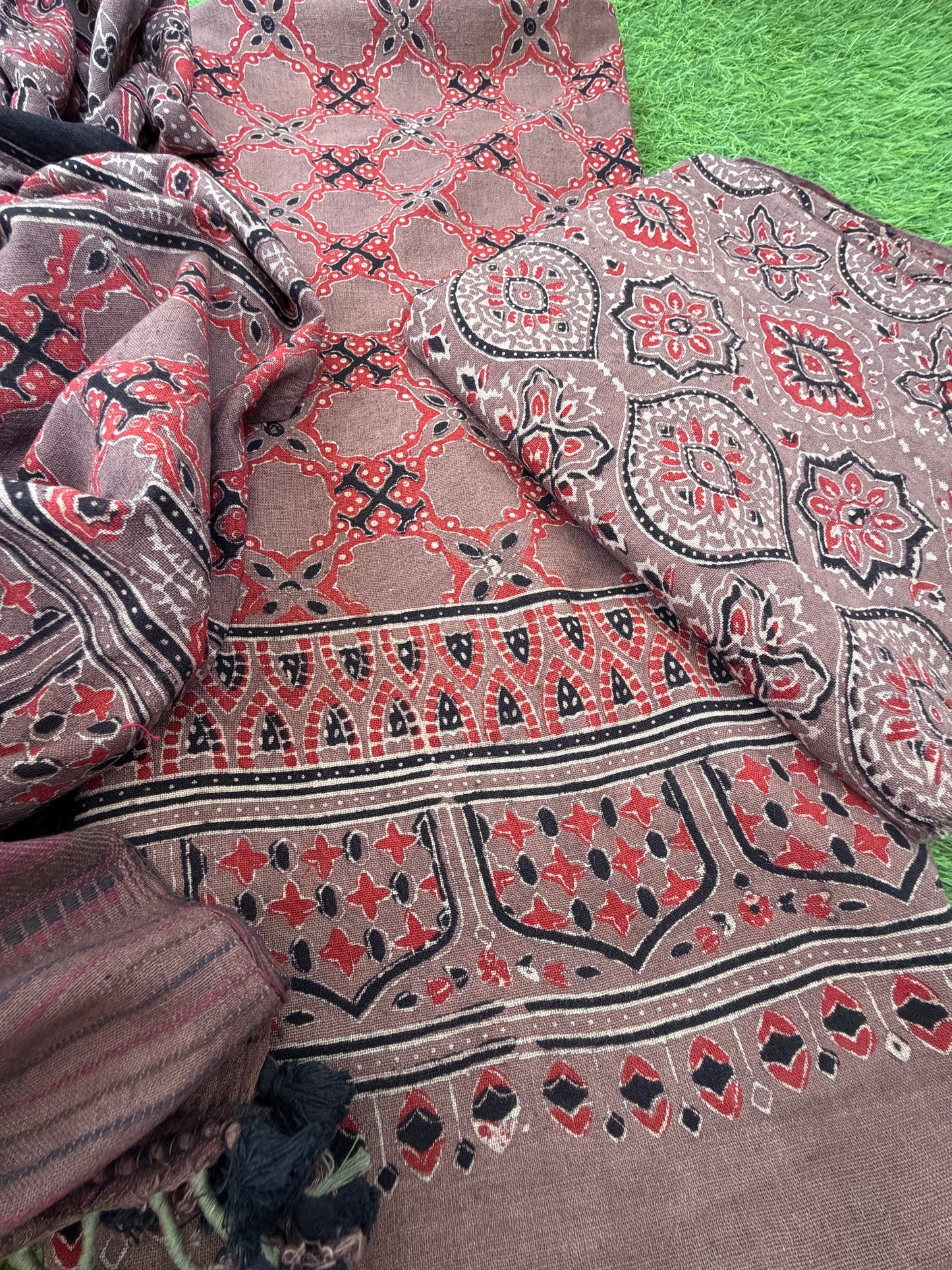 Kala Cotton Ajrakh Kurta bottom and dupatta