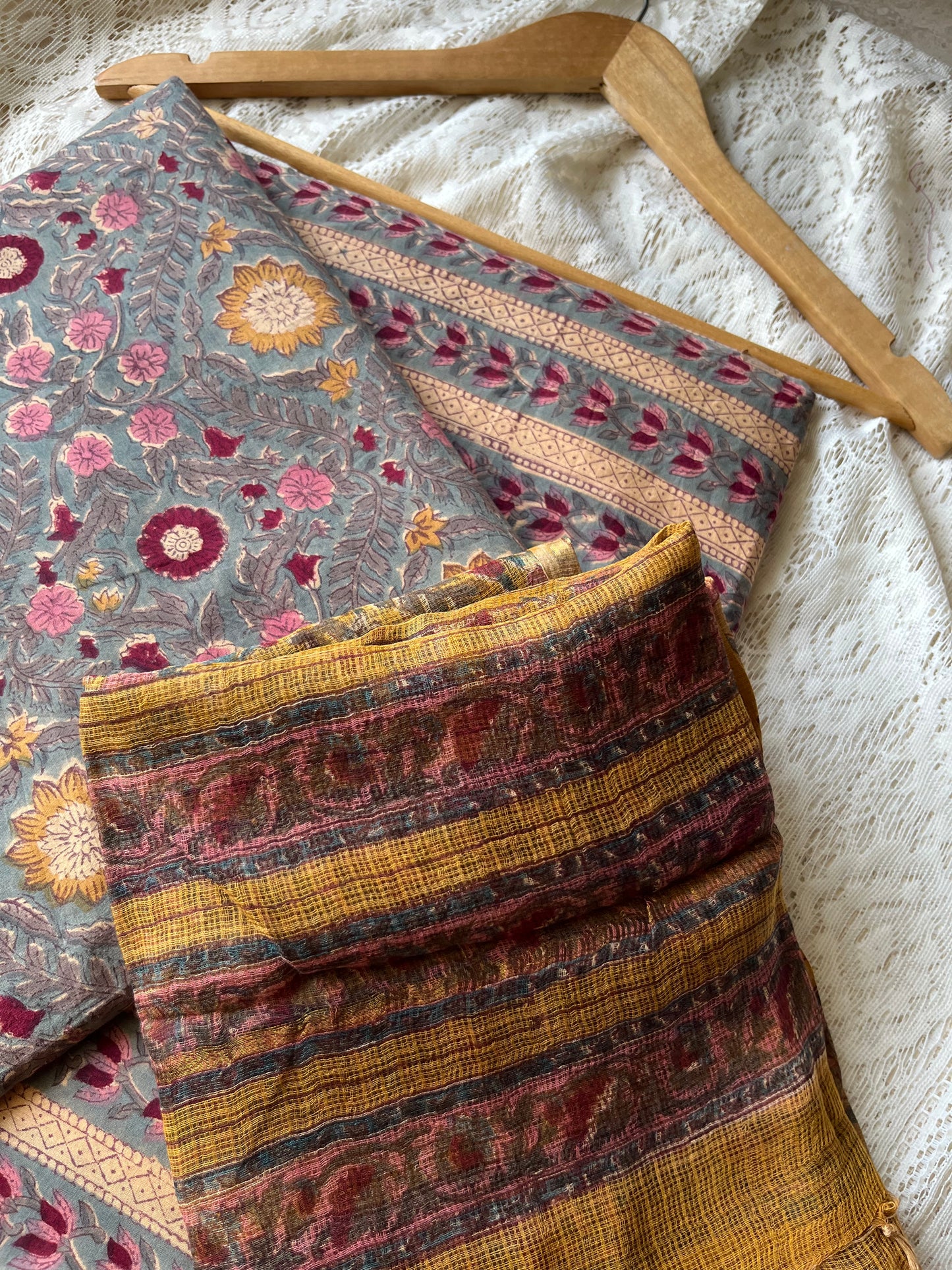 Cotton kurta bottom Kota Doria dupatta