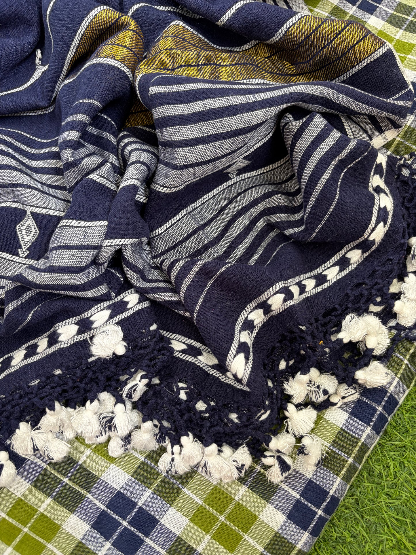 Handwoven check Kurta kala cotton bhujodi dupatta