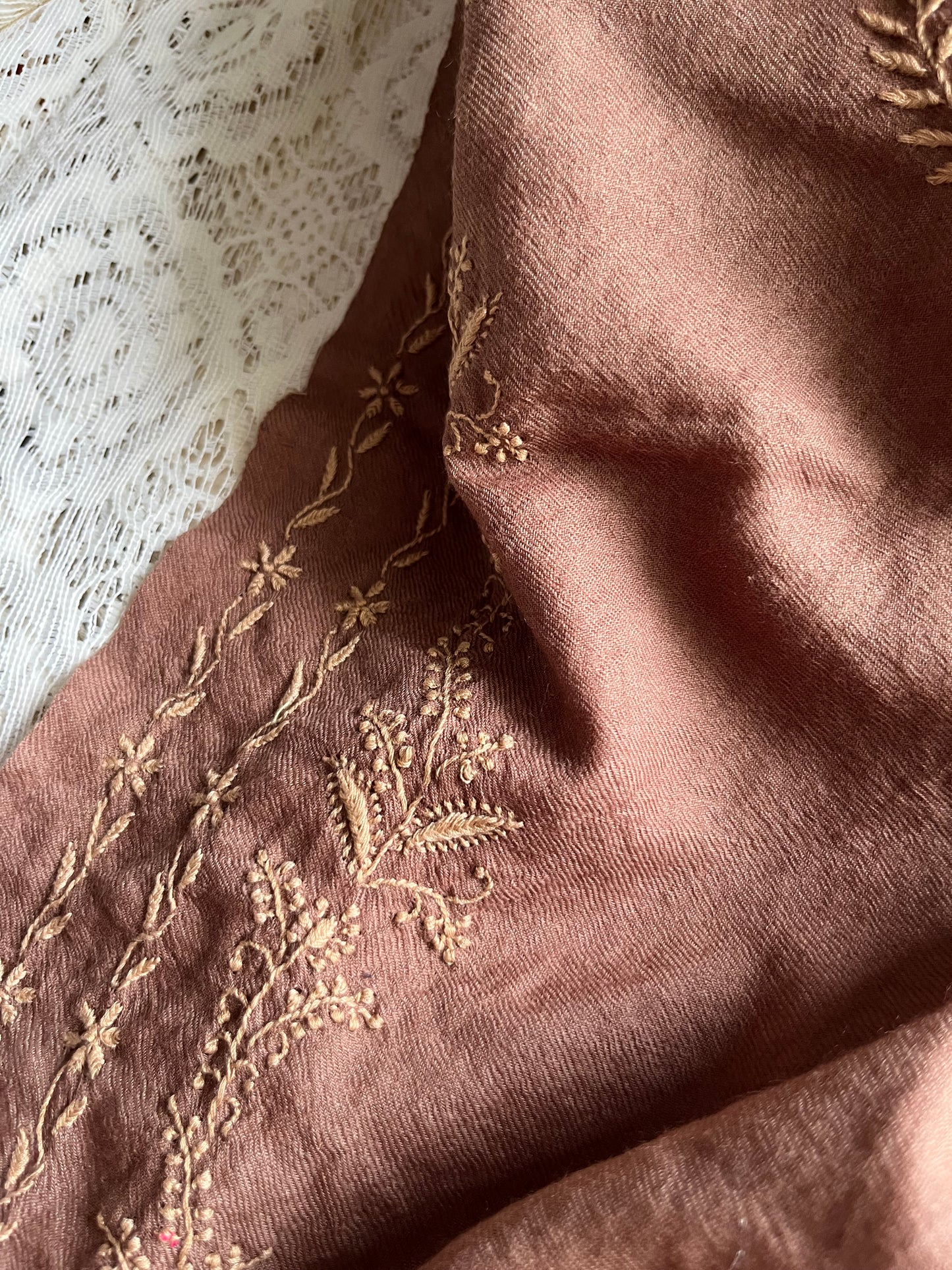 Pure wool chikankari shawl