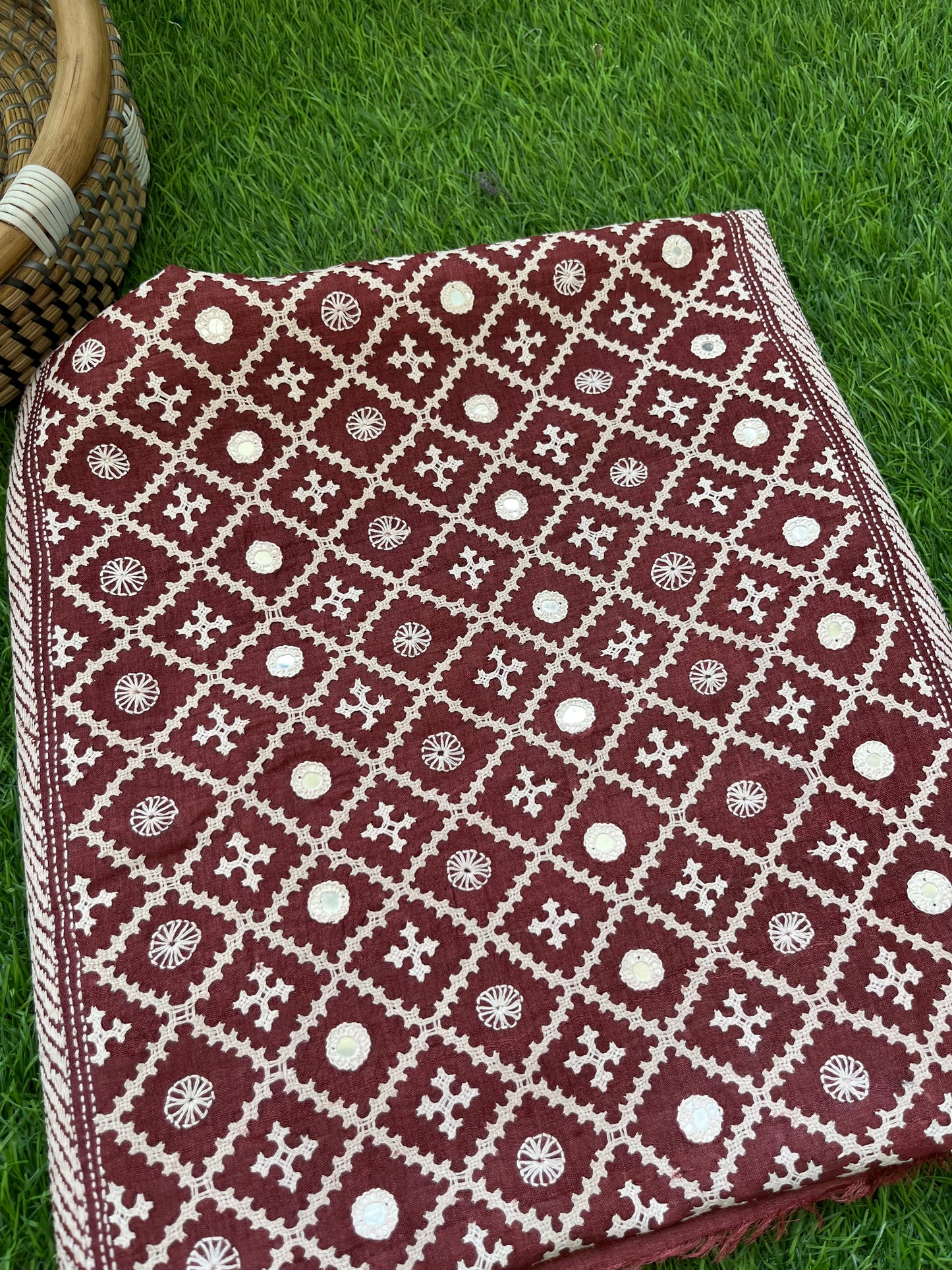 Silk Kantha work kurta fabric