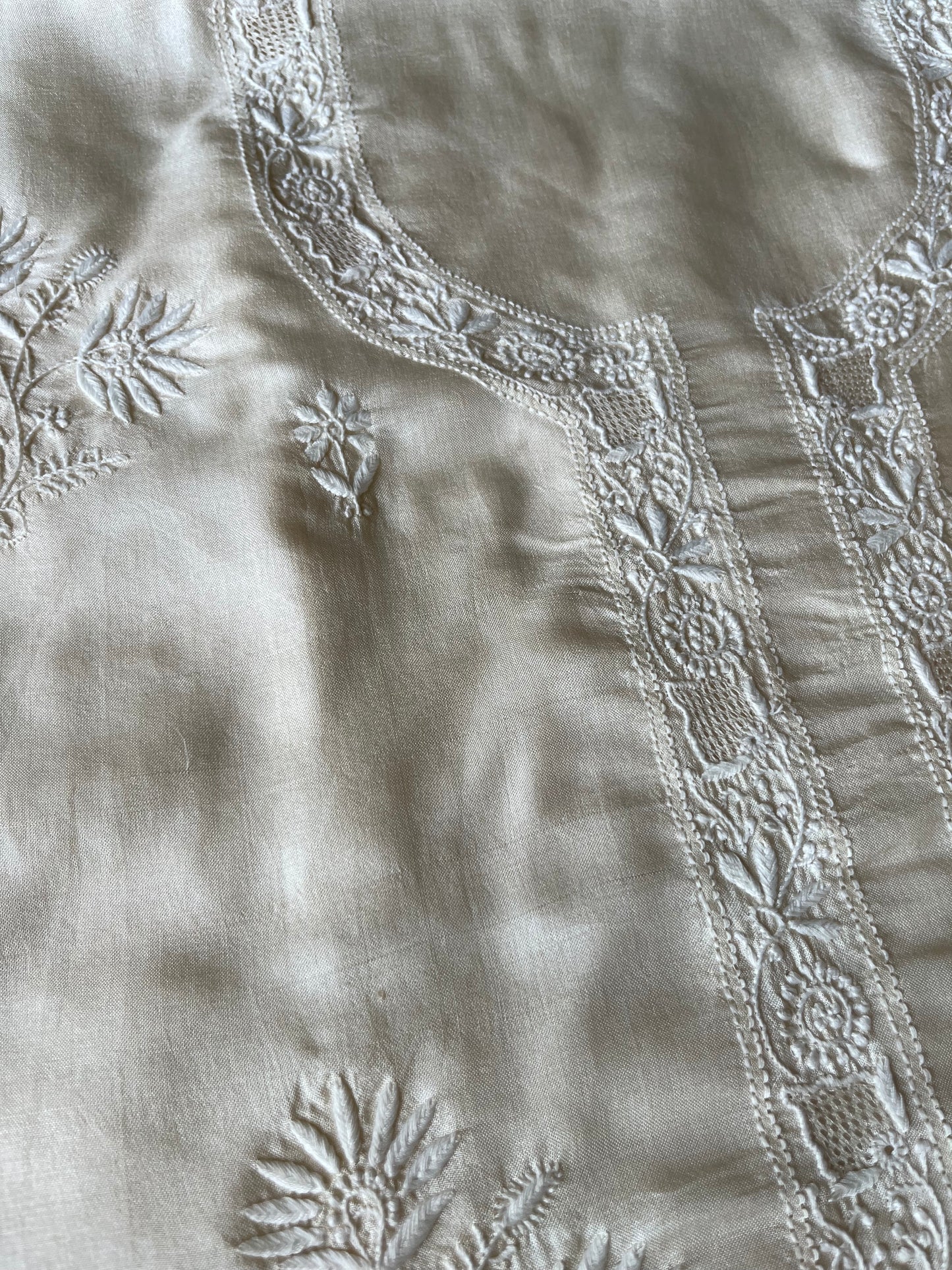Tussar Silk Chikankari kurta Dupatta
