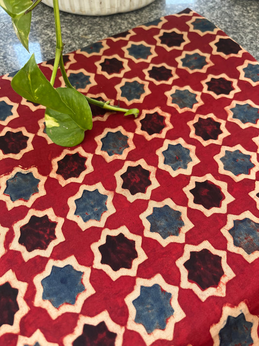 Modal Silk ajrakh fabric