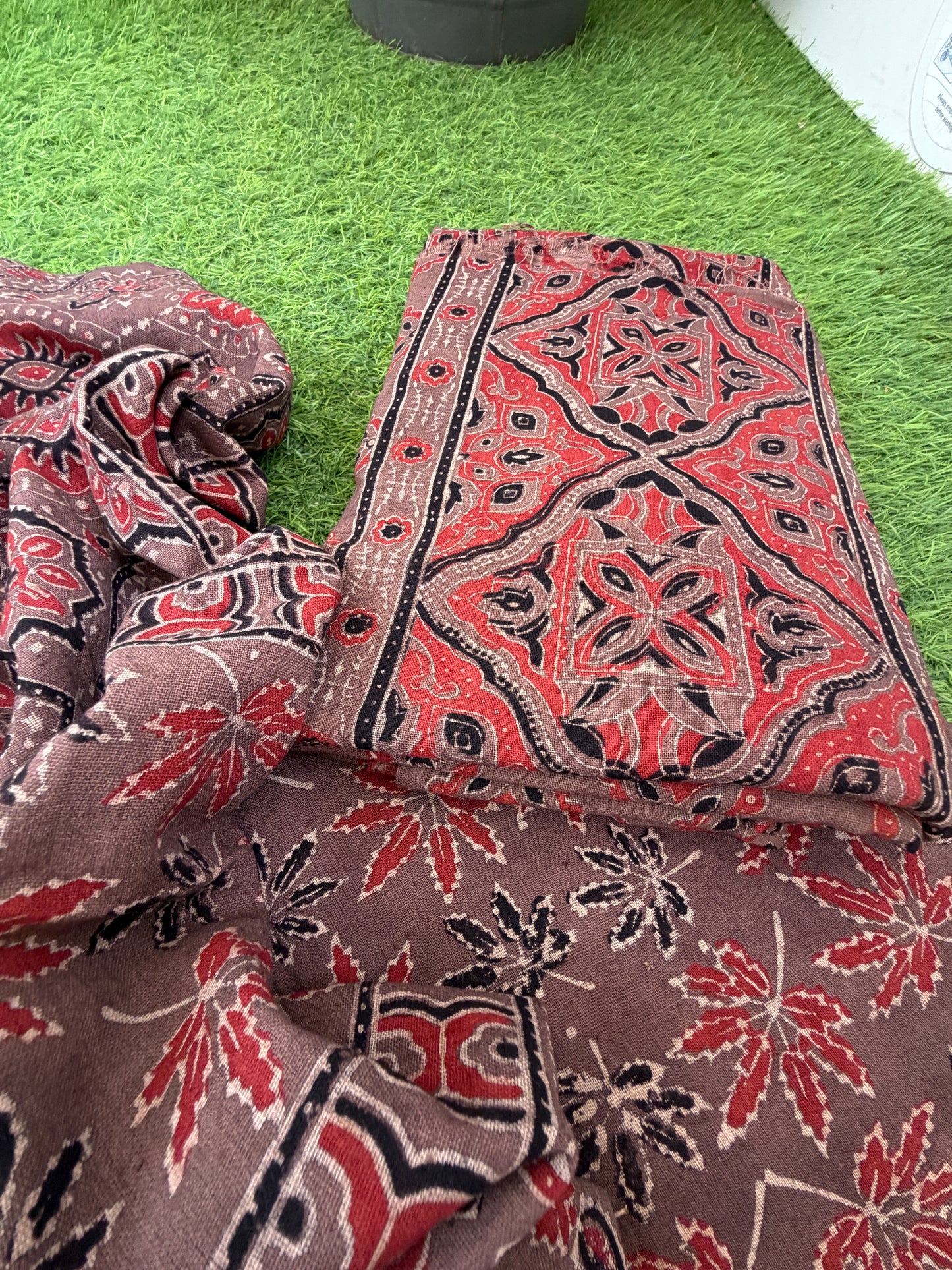Kala Cotton Ajrakh Kurta bottom and dupatta