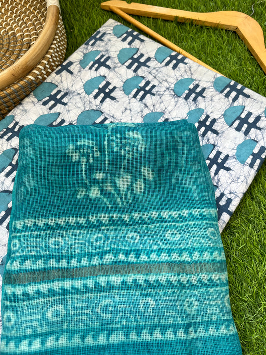 Cotton kurta bottom Kota silk dupatta