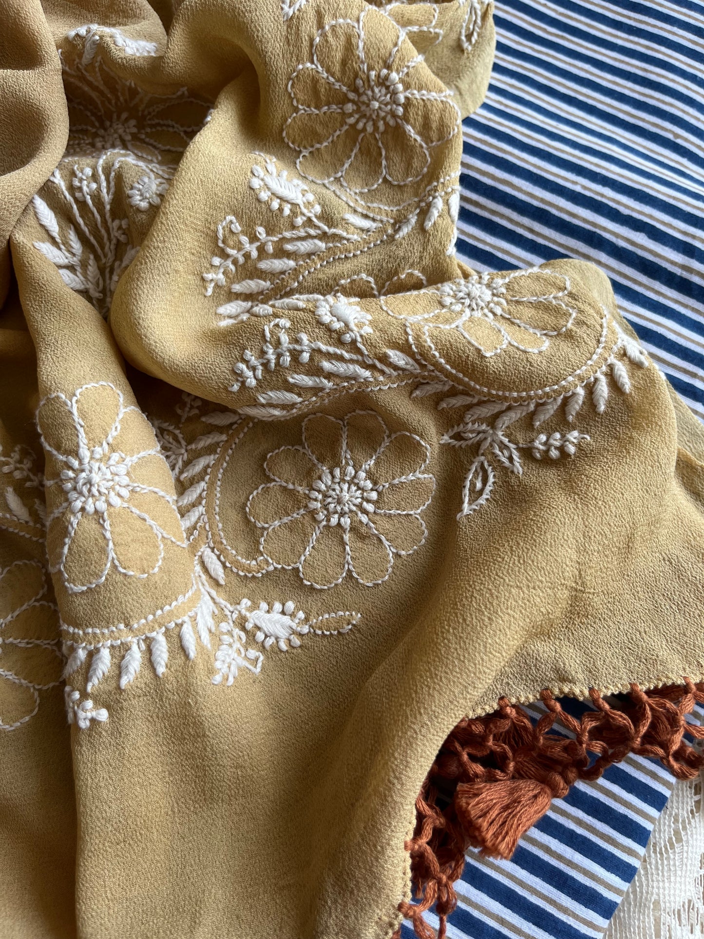 Cotton kurta bottom pure georgette chikankari bandhani dupatta