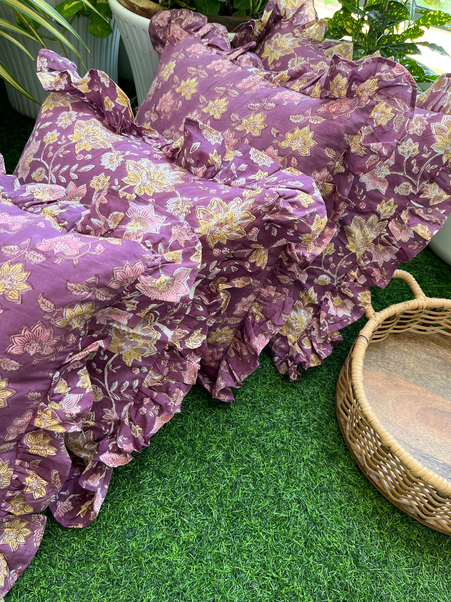 Cotton block print cushion cover
