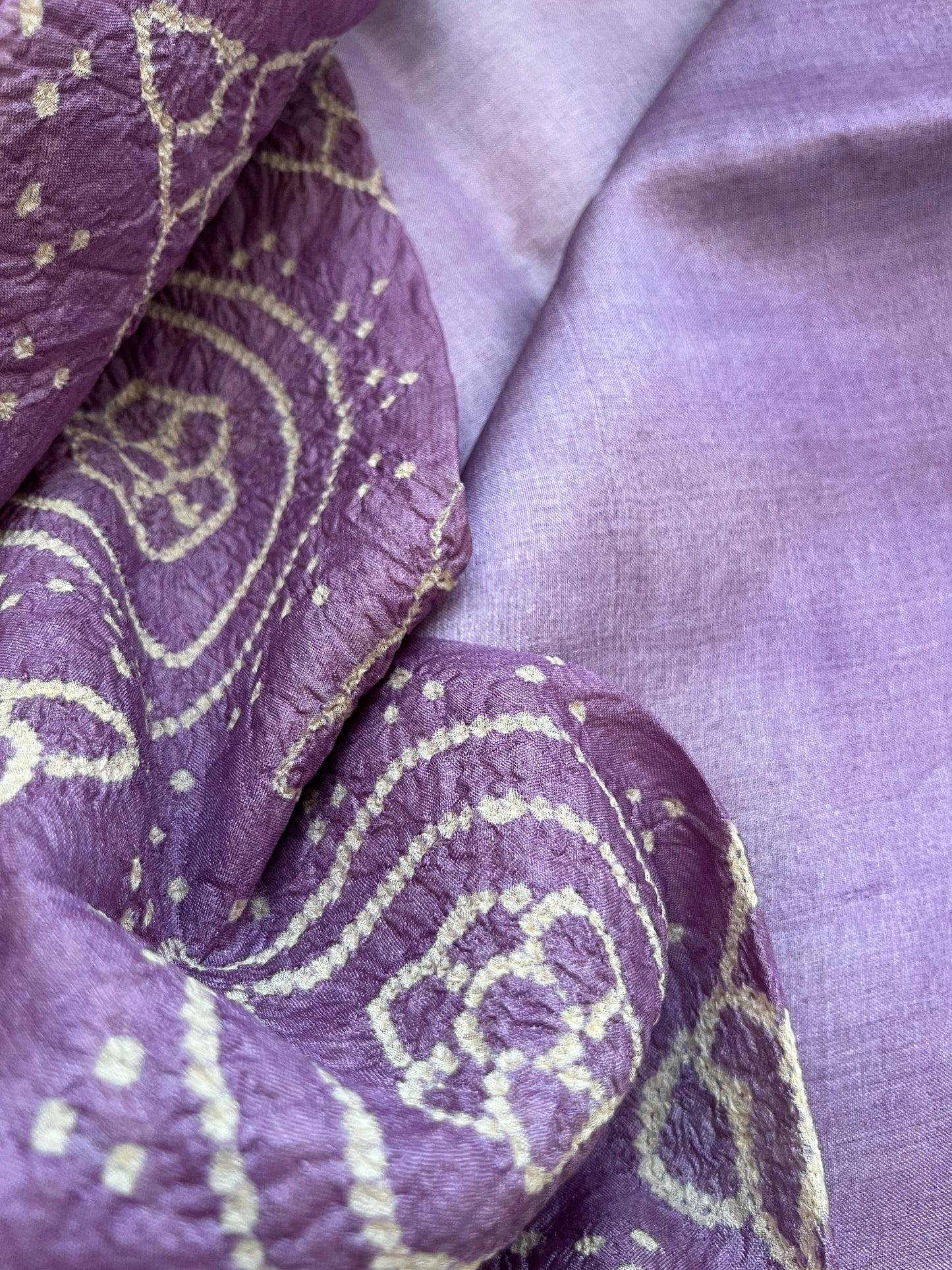 Tussar silk Bandhani dupatta plain kurta