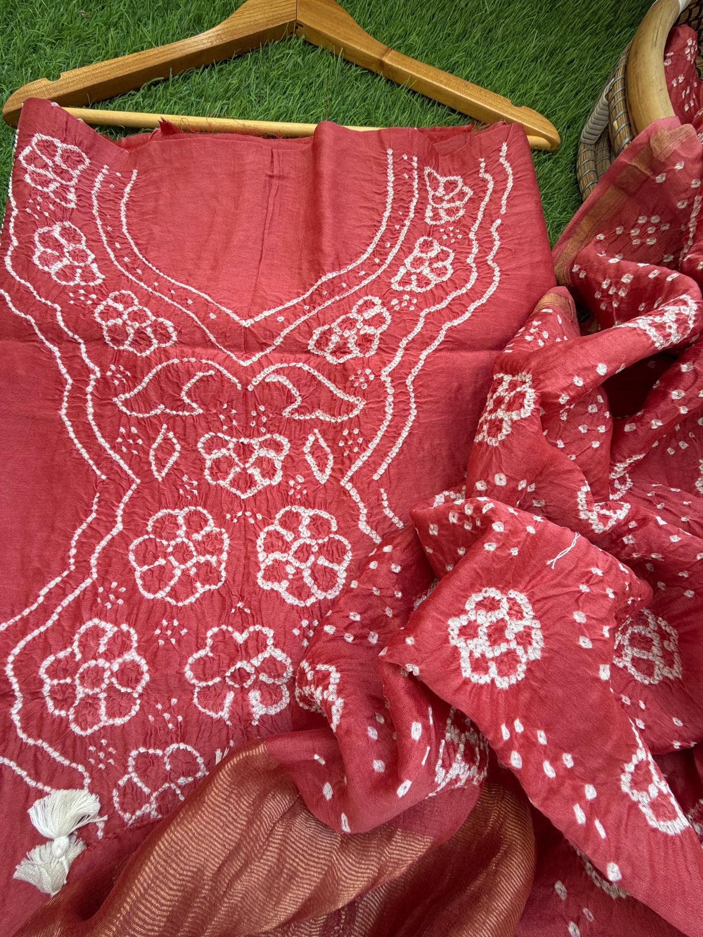 Chanderi Bandhani kurta dupatta