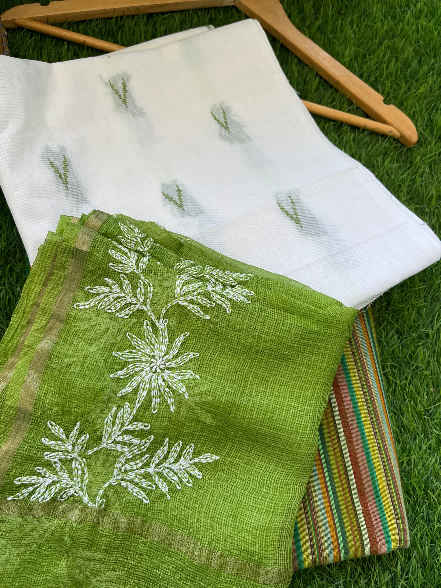 Kota silk chikankari Dupatta Mangalgiri cotton kurta bottom fabric