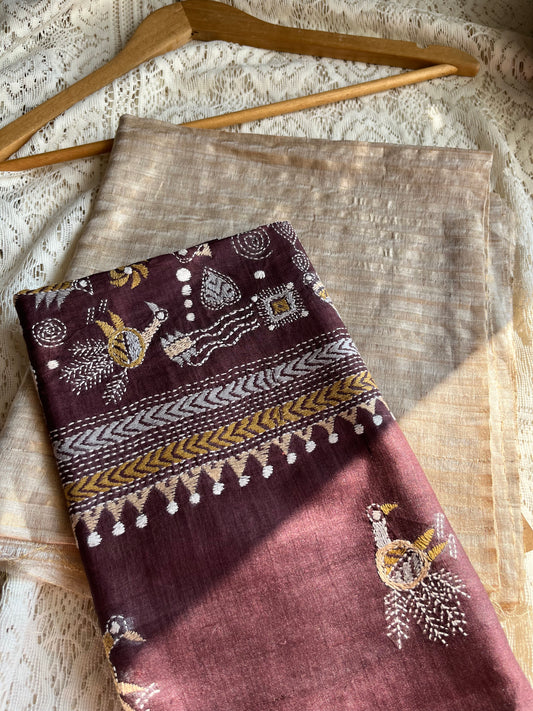 Silk Kantha Dupatta with silk kurta fabric
