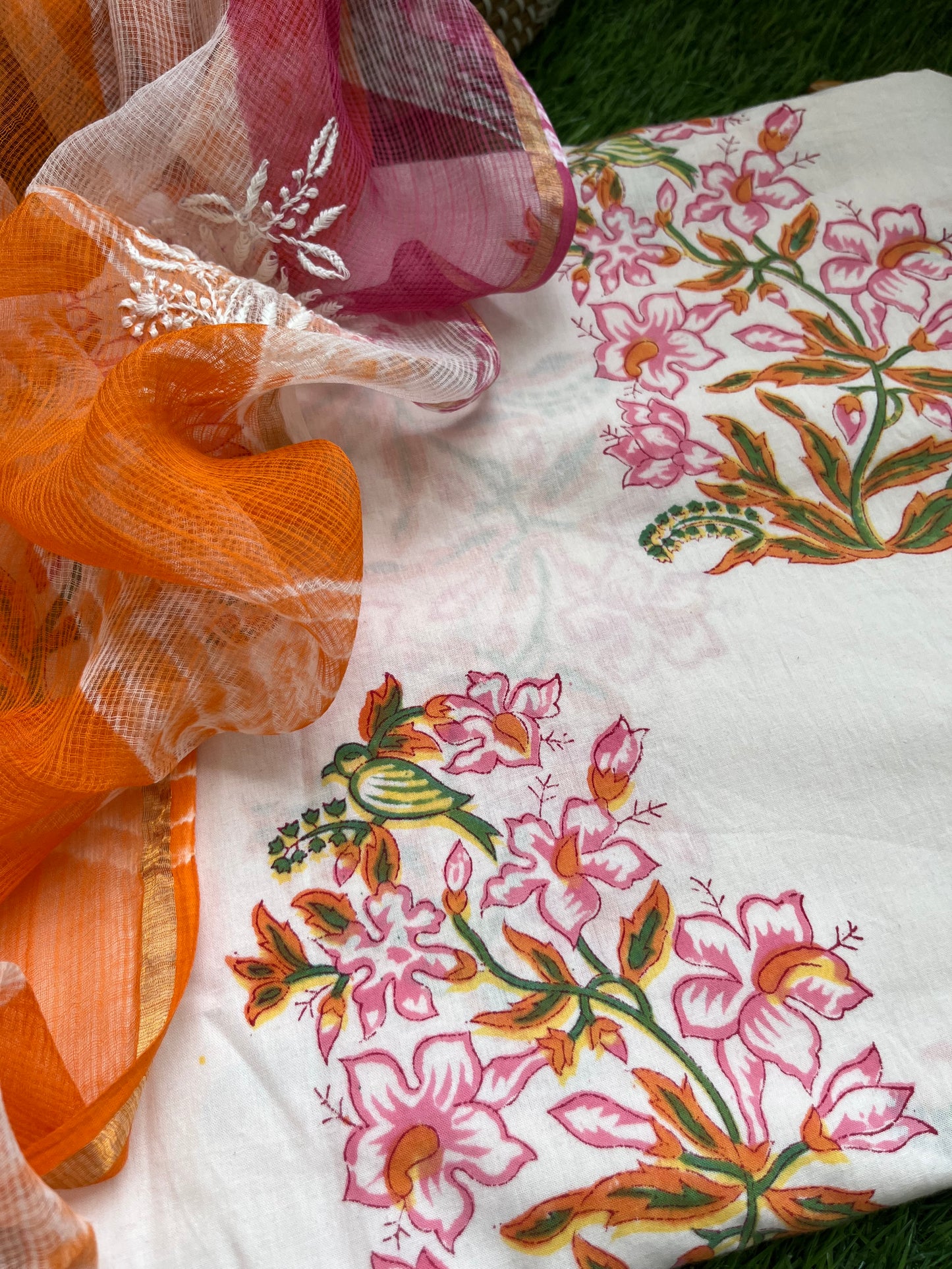 Cotton kurta bottom Kota Doria dupatta