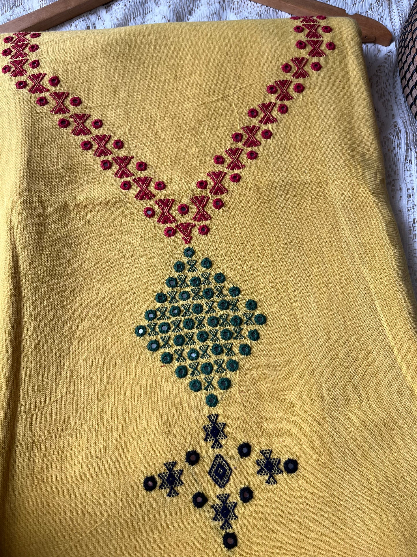 Handwoven organic kala Cotton kurta bottom dupatta