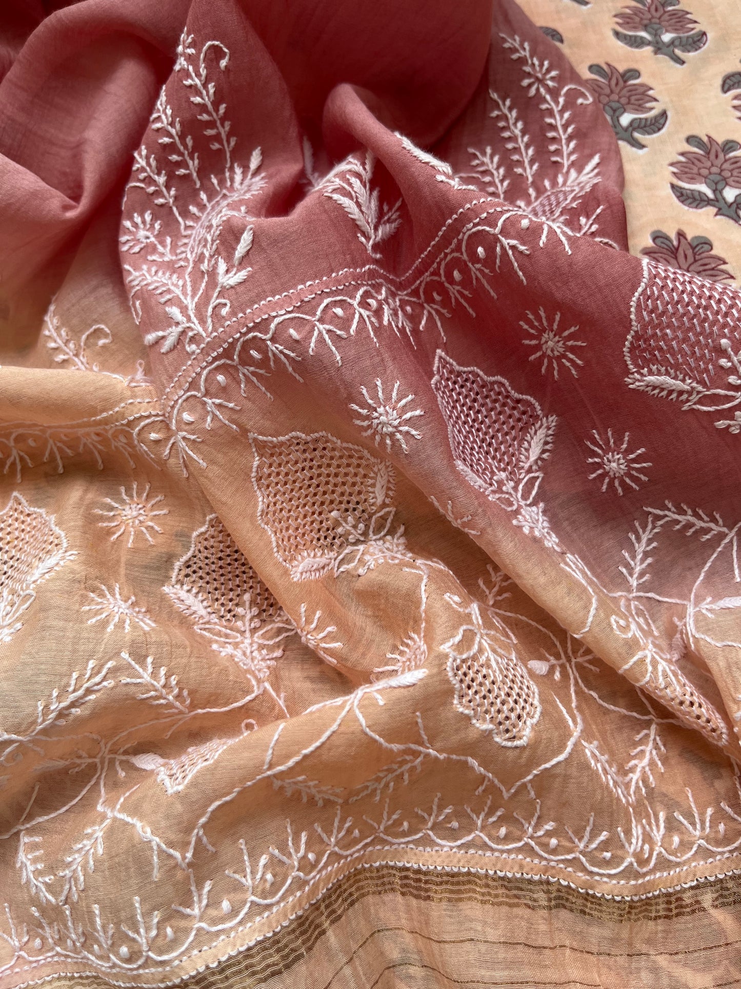 रोज़ाना  :Chanderi Chikankari Dupatta with cotton kurta bottom Fabric