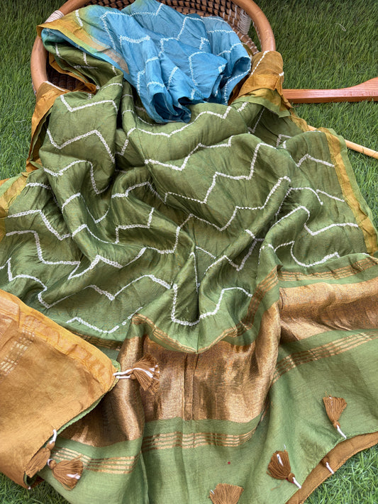 Bandhani Chanderi silk Dupatta