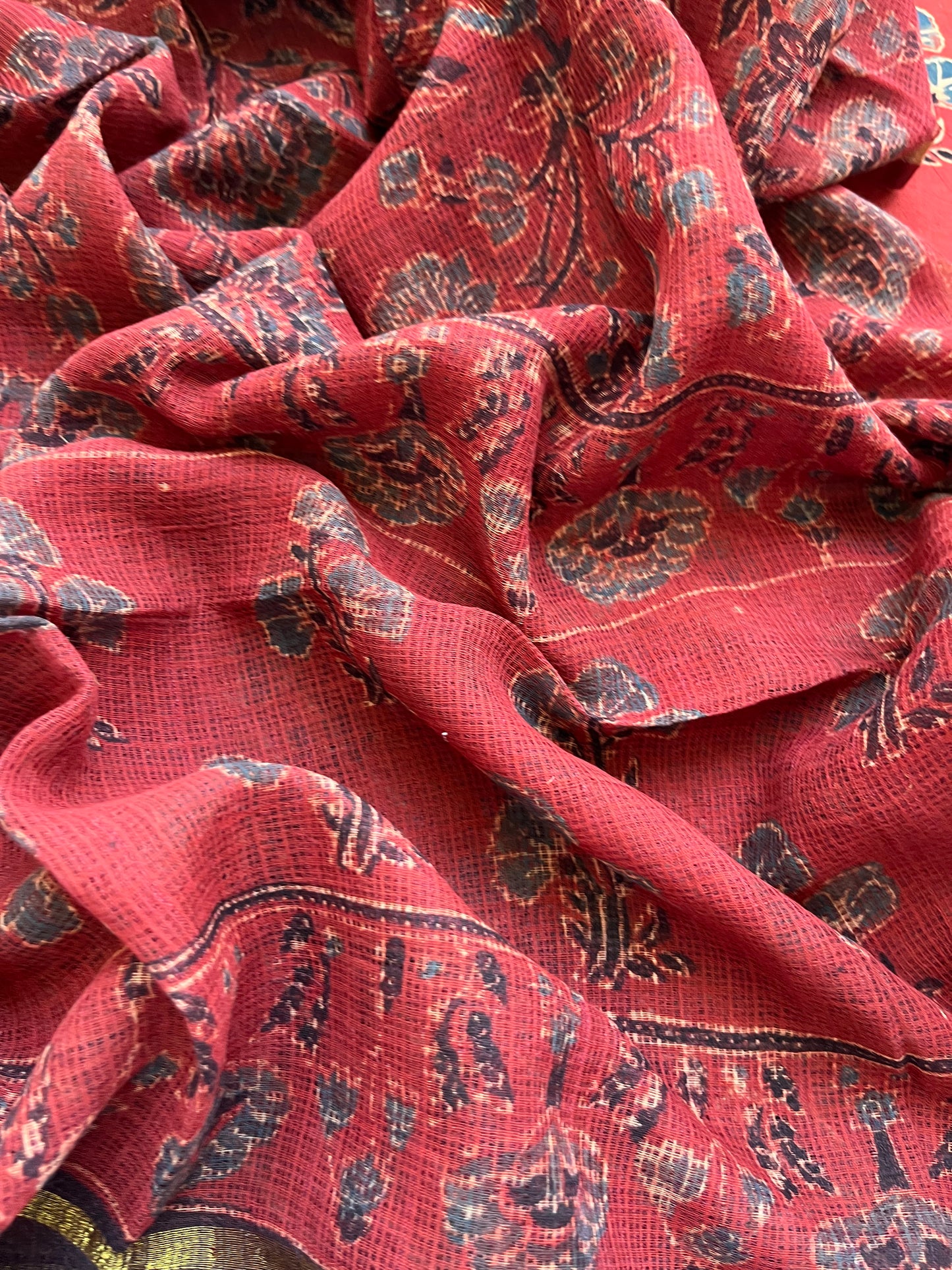Ajrakh cotton Kurta bottom and kota doria dupatta