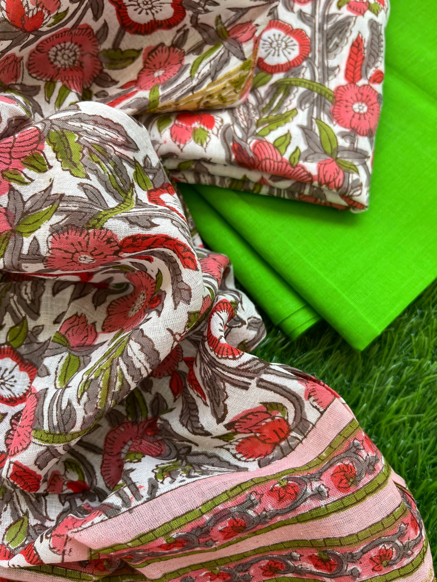 Block print Cotton Dupatta Kurta bottom