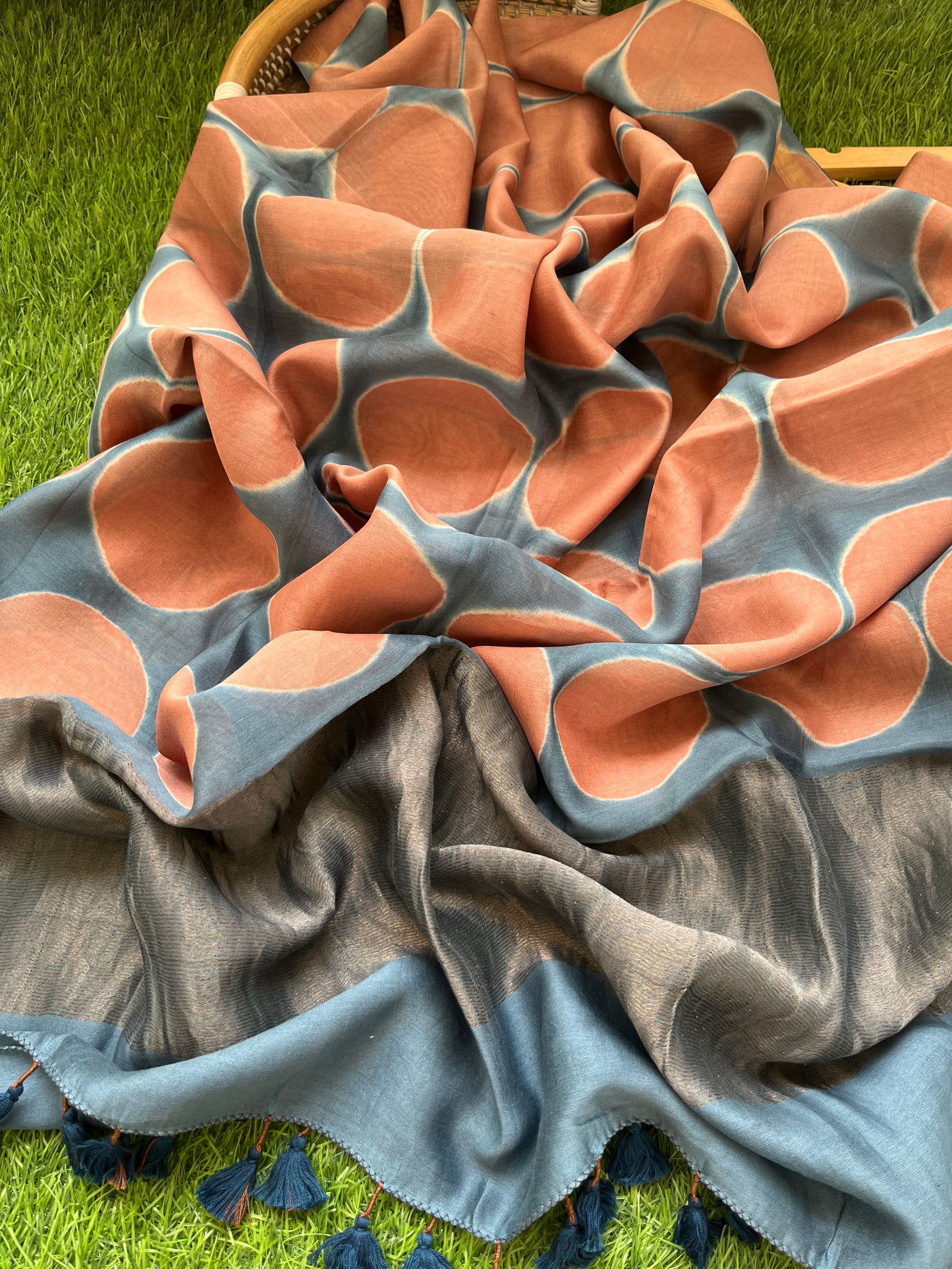 Chanderi Clamp Dye dupatta with plain fabric