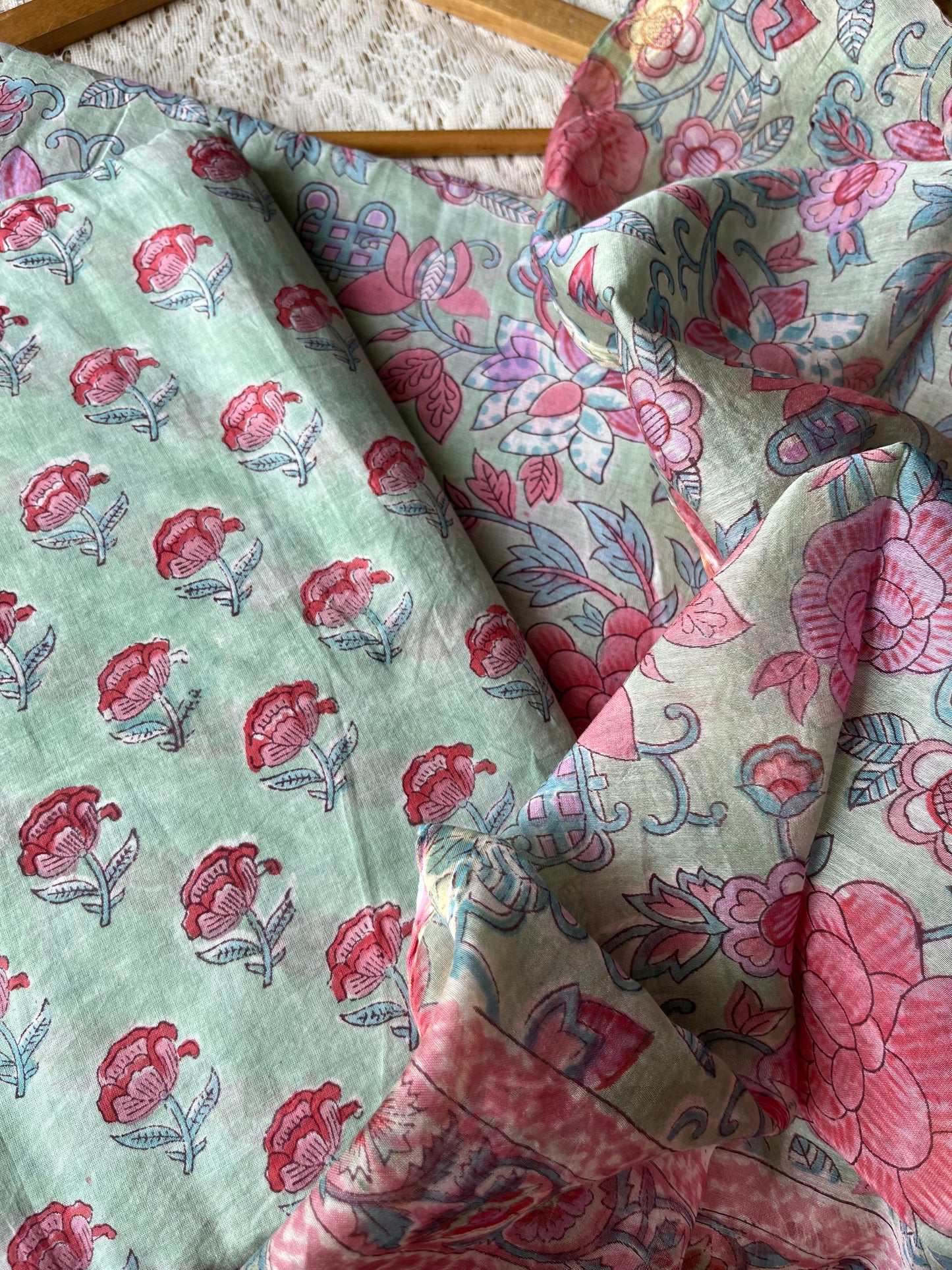 Cotton kurta bottom chanderi dupatta