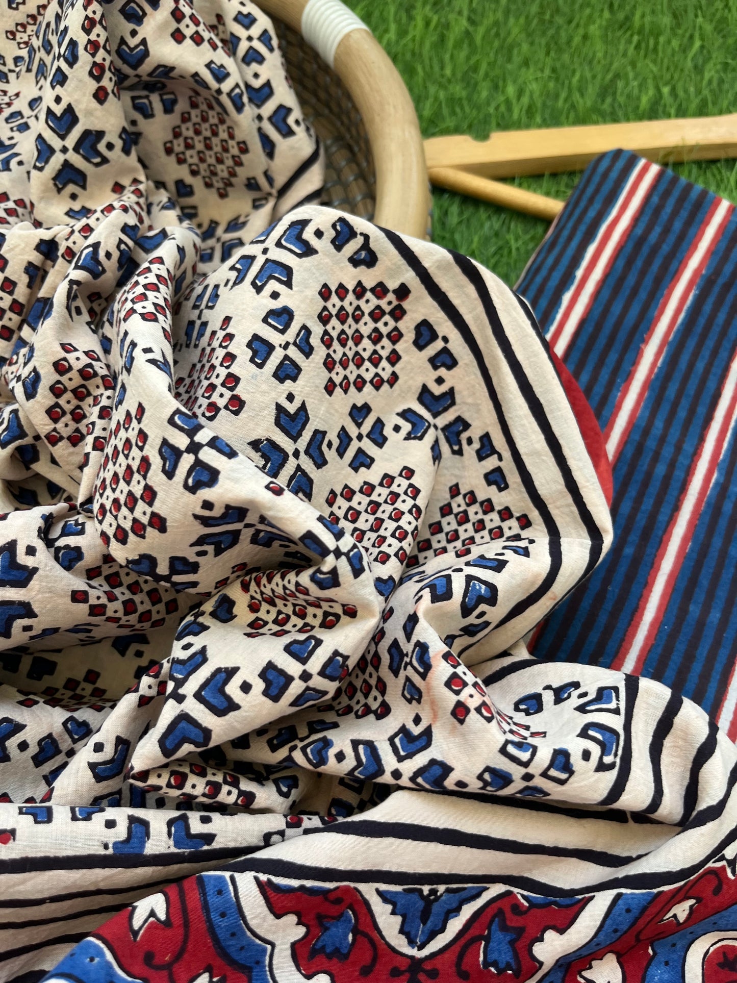 Cotton block print kurta bottom cotton ajrakh dupatta