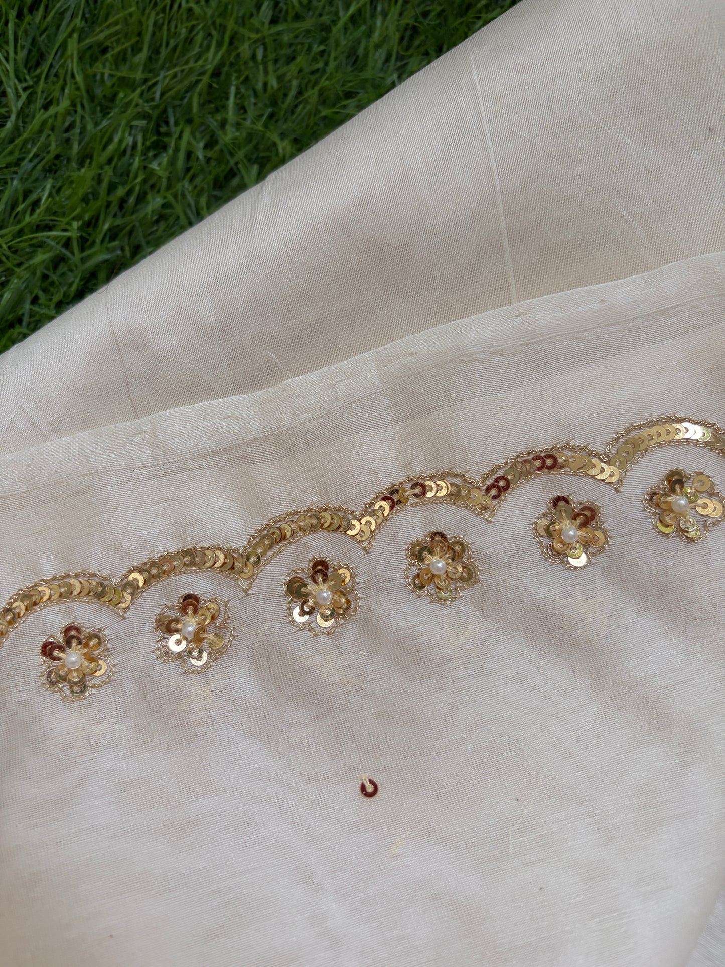 Hand embroidered chanderi kurta dupatta