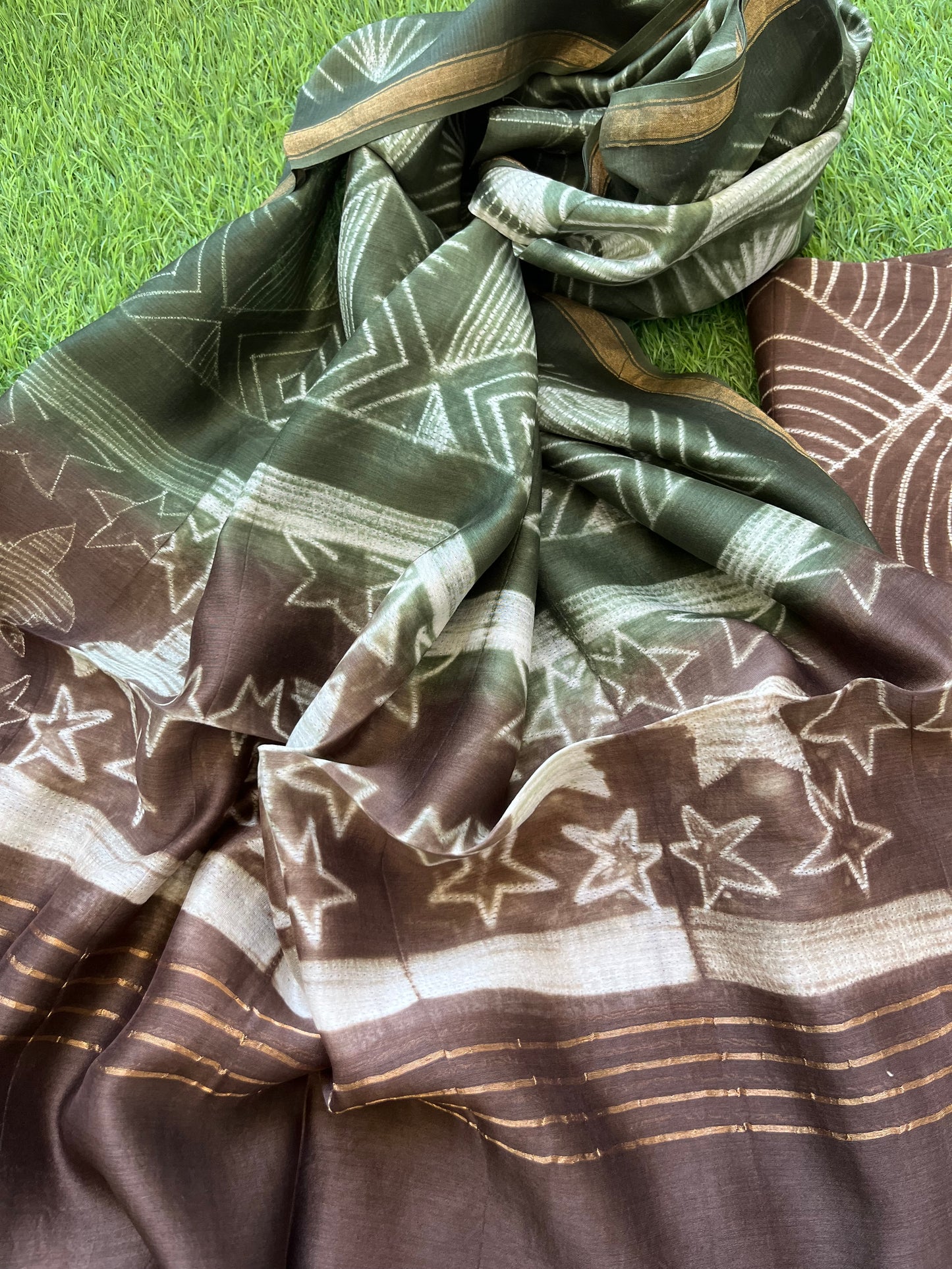 Shibori chanderi kurta dupatta