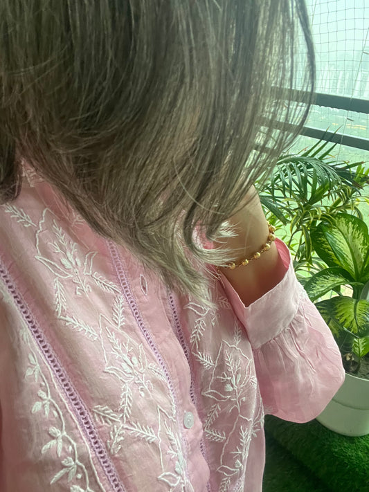 Chanderi chikan shirt and a-bottom-coord set