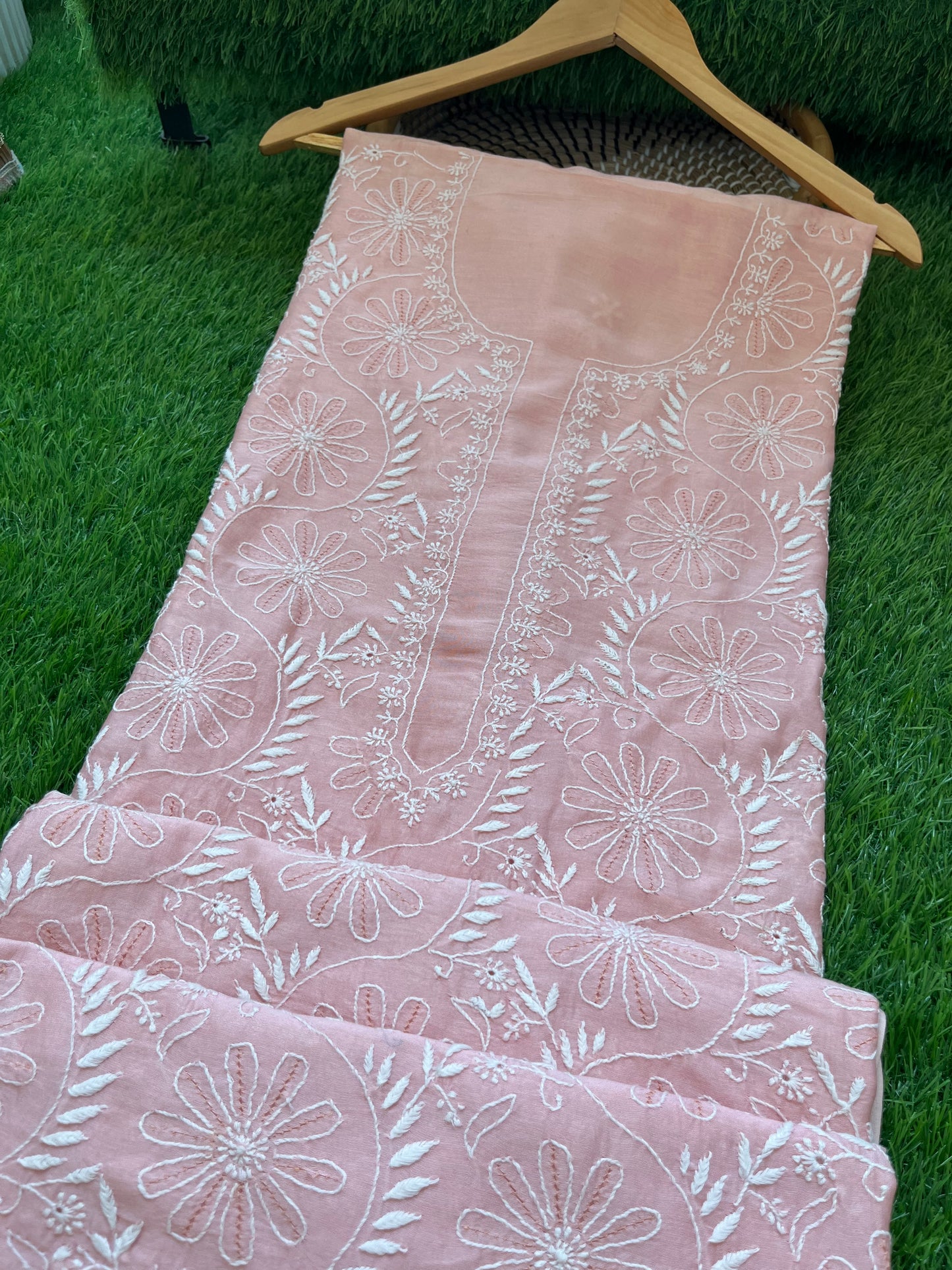 Chanderi chikankari kurta
