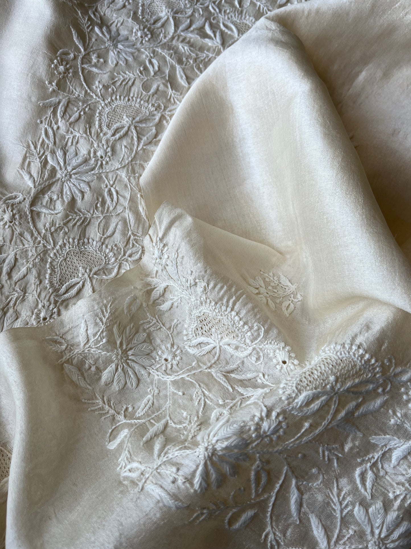 Tussar Silk Chikankari kurta Dupatta