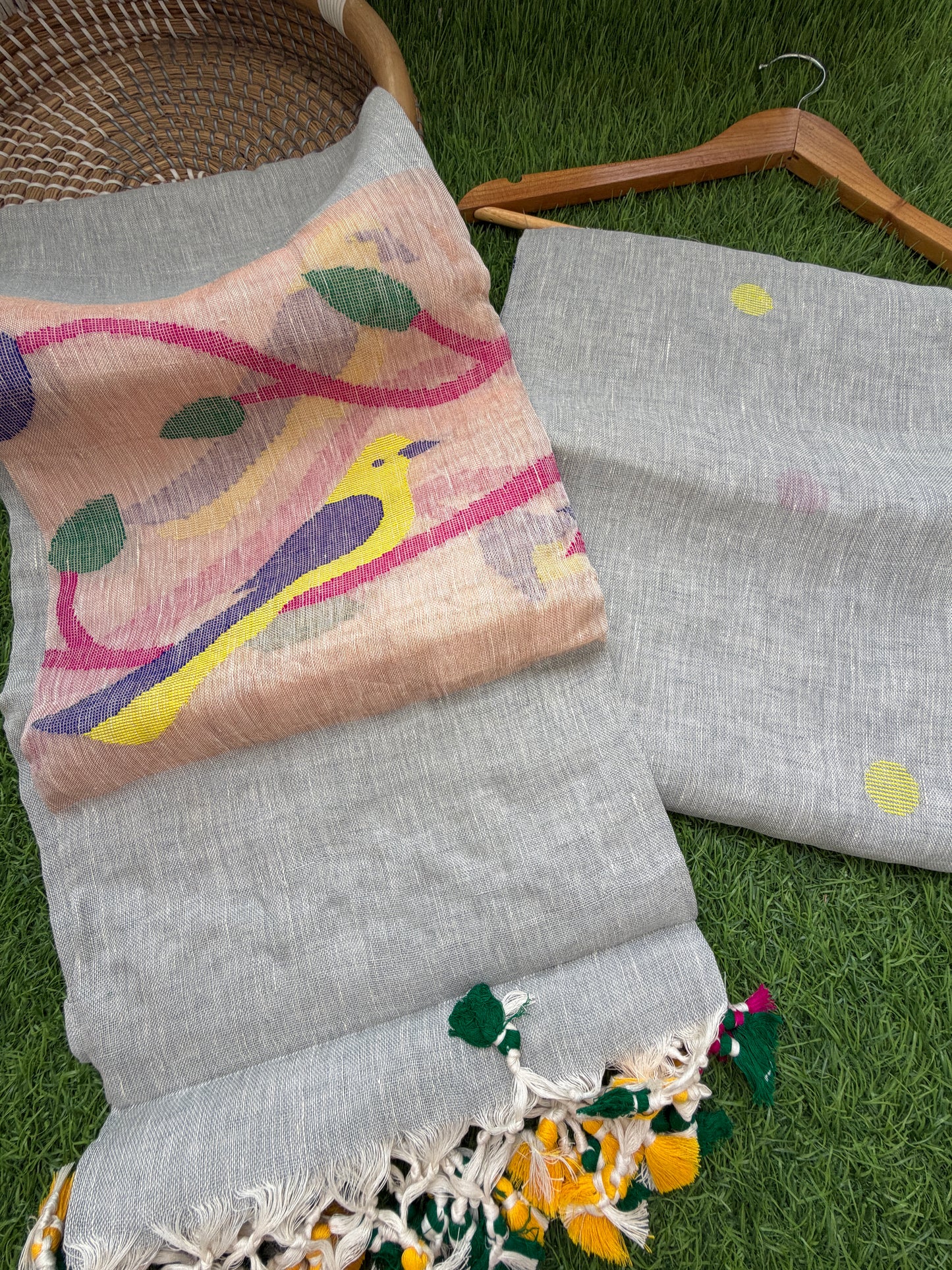 Linen Jaamdani kurta dupatta