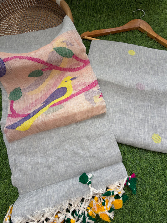 Linen Jaamdani kurta dupatta