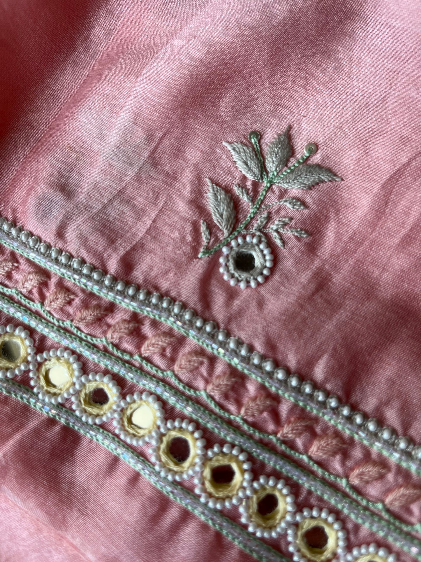 Hand embroidered chanderi kurta chanderi silk mukaish work dupatta