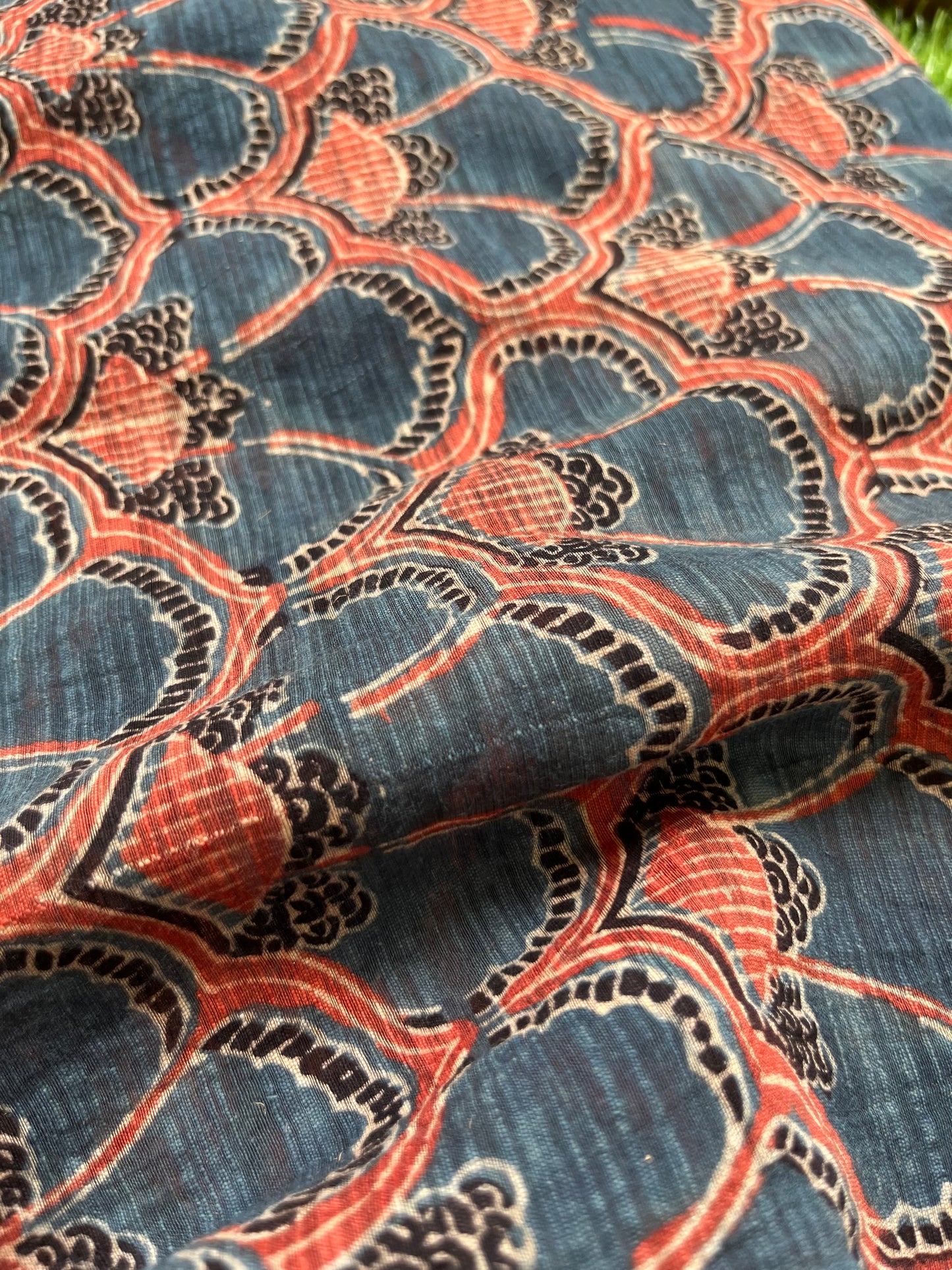 Ajrakh Chanderi fabric