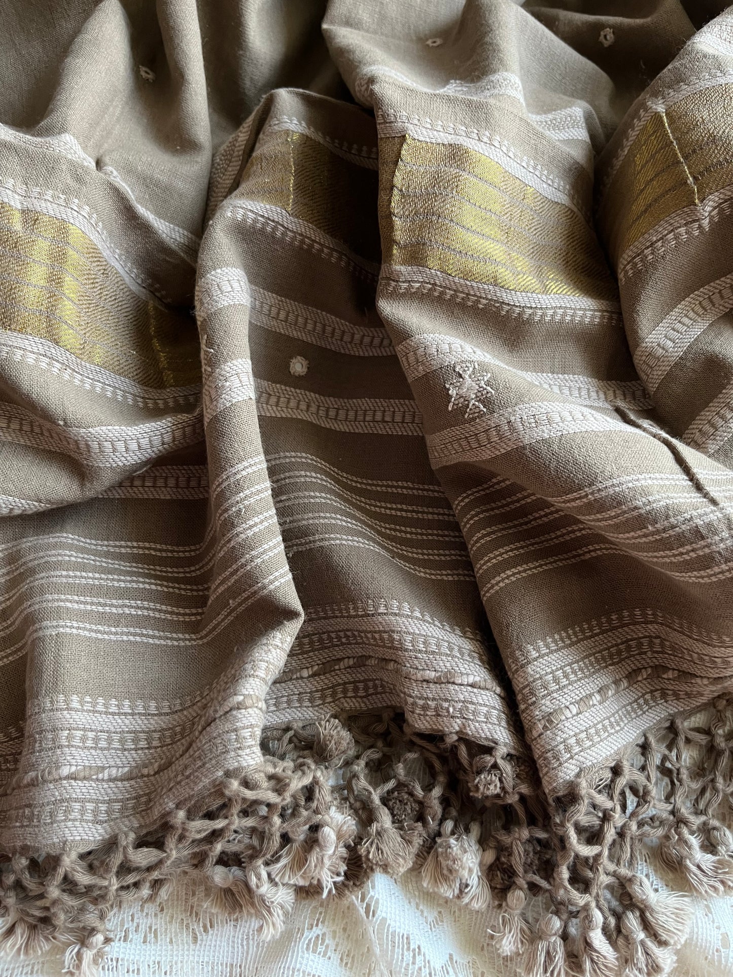 Handwoven organic kala Cotton kurta bottom dupatta