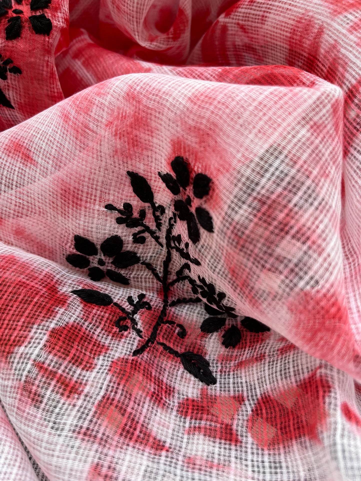 Kota doria Chikankari Dupatta cotton Fabric