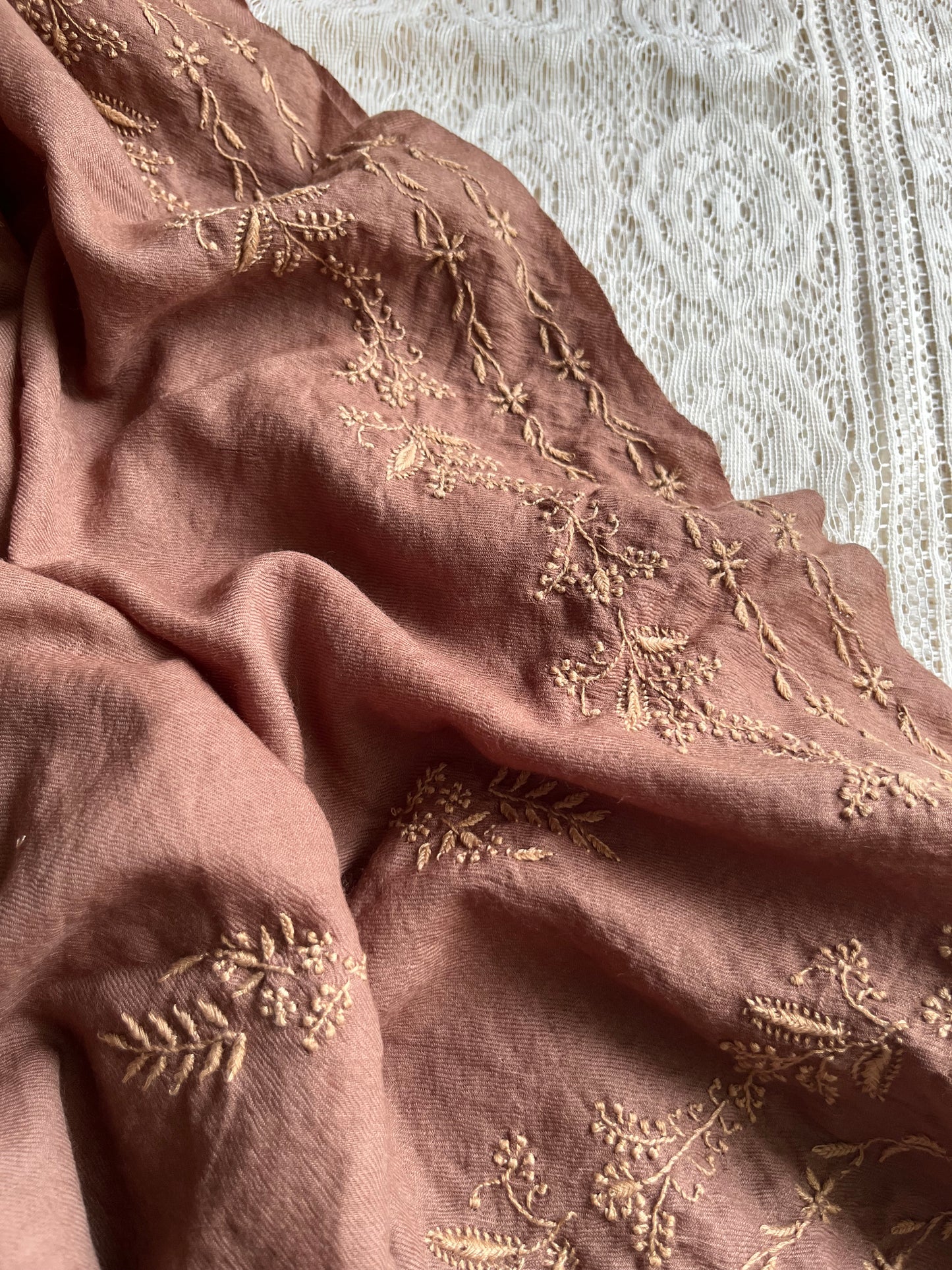 Pure wool chikankari shawl