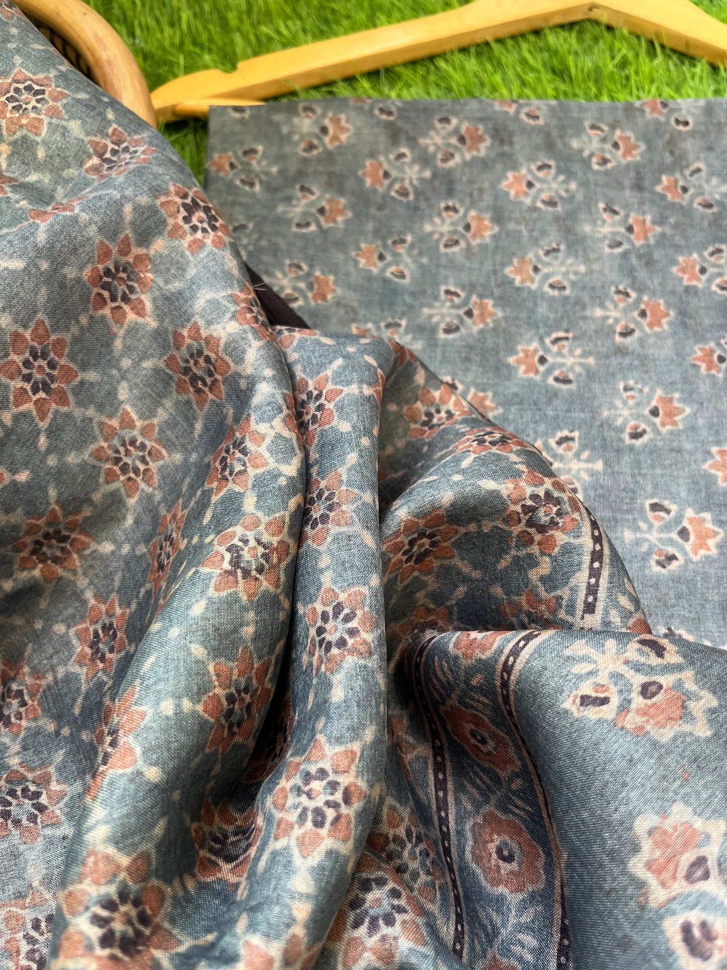 Tussar silk Ajrakh Kurta and dupatta