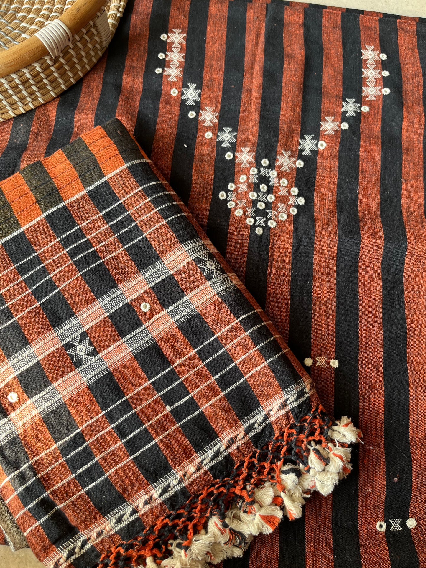 Handwoven organic kala Cotton kurta bottom dupatta