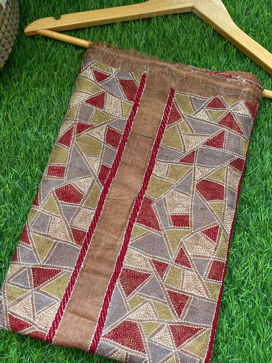 Silk Kantha work kurta fabric