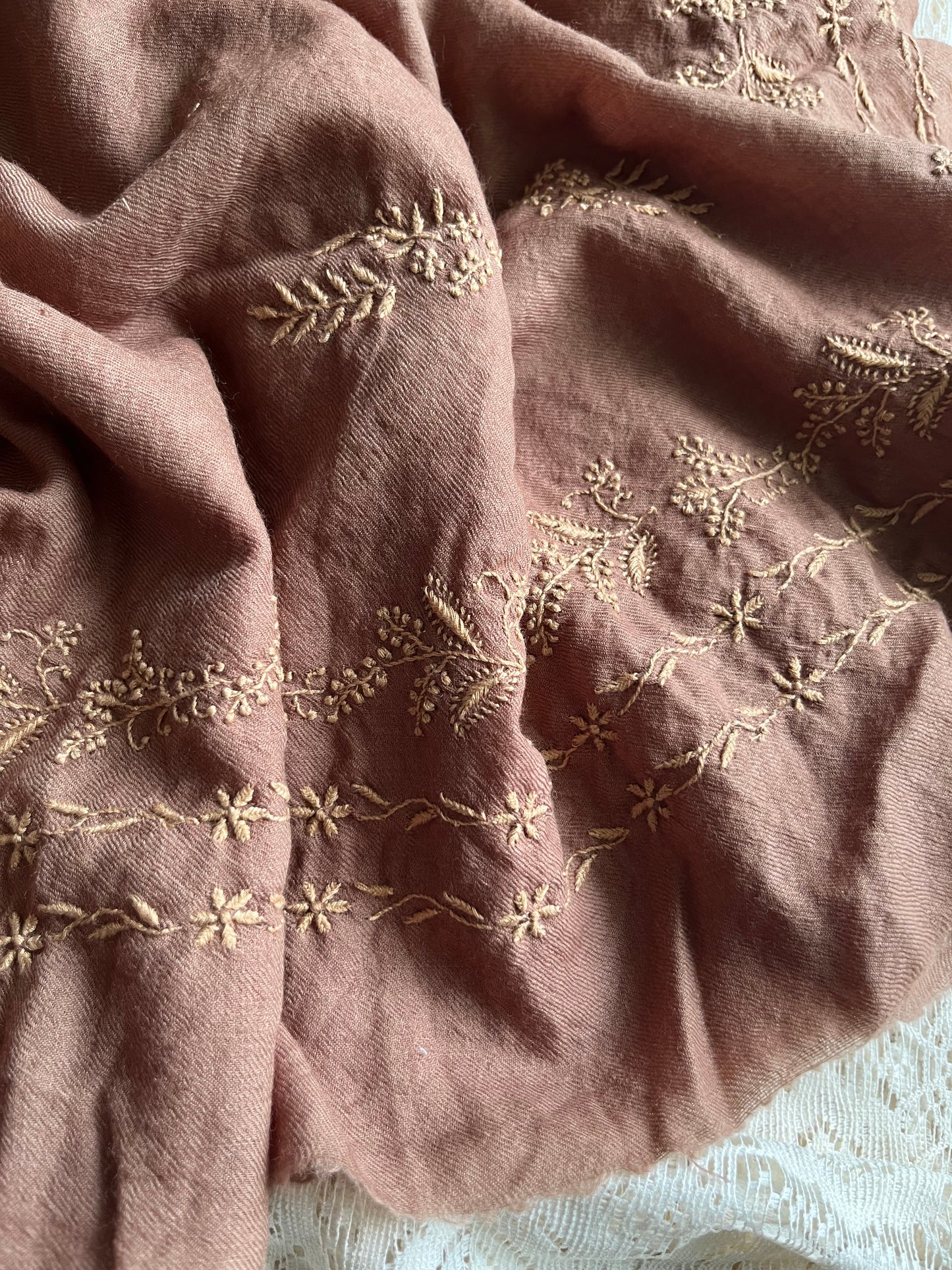 Pure wool chikankari shawl